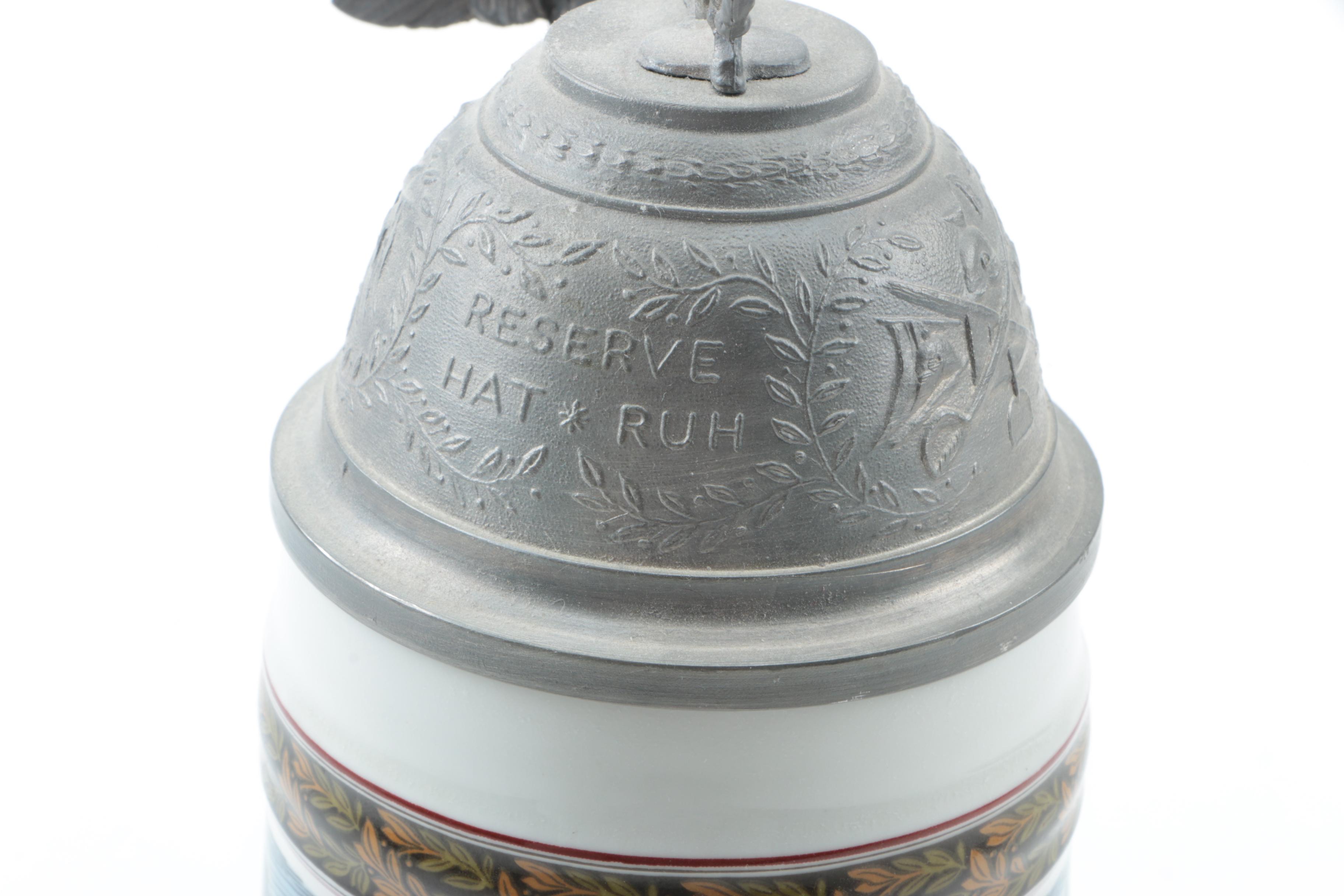 Chasseurs à Cheval Ceramic Beer Stein With Pewter Lid