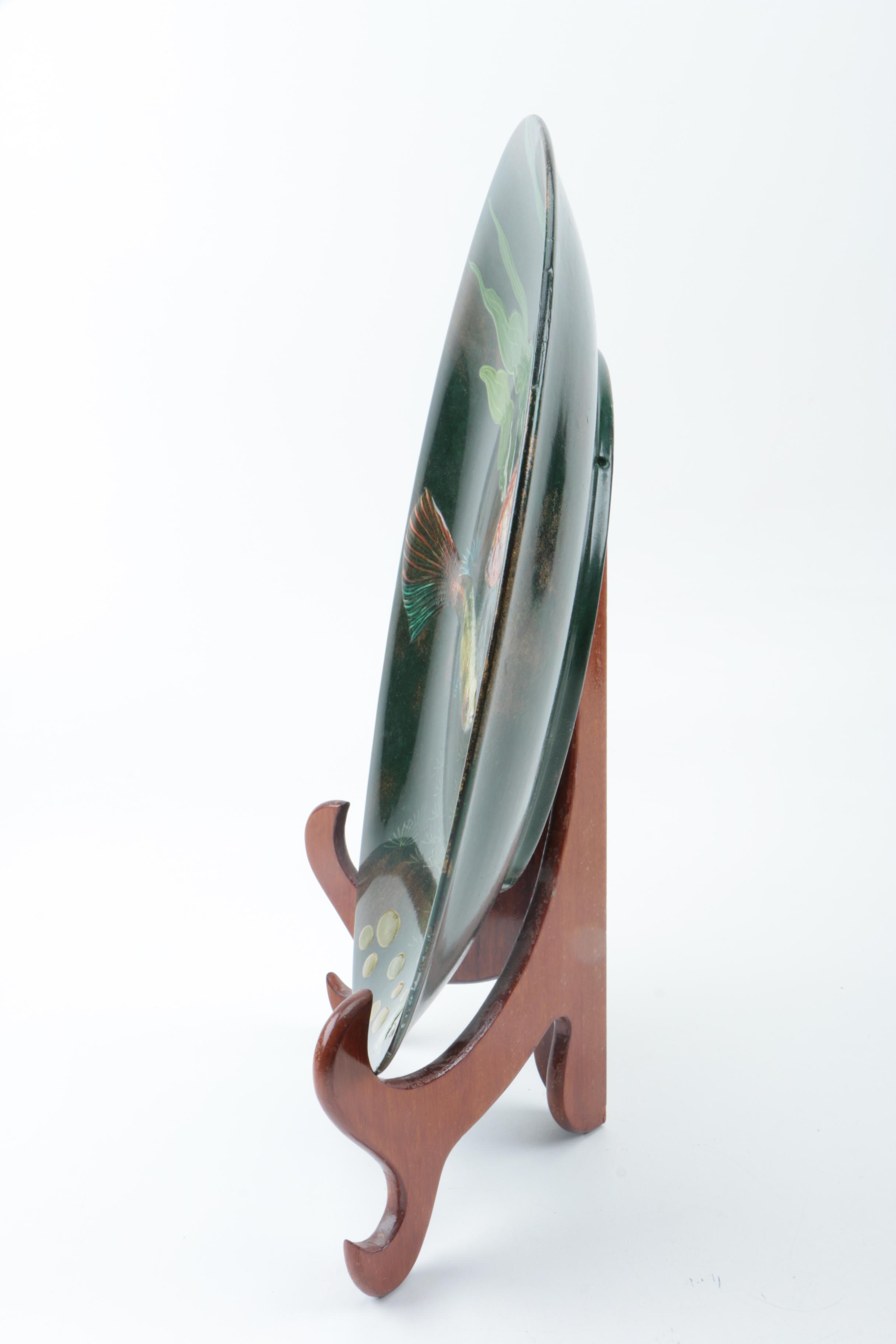 Vintage Hand Painted Fish Motif Ceramic Plate