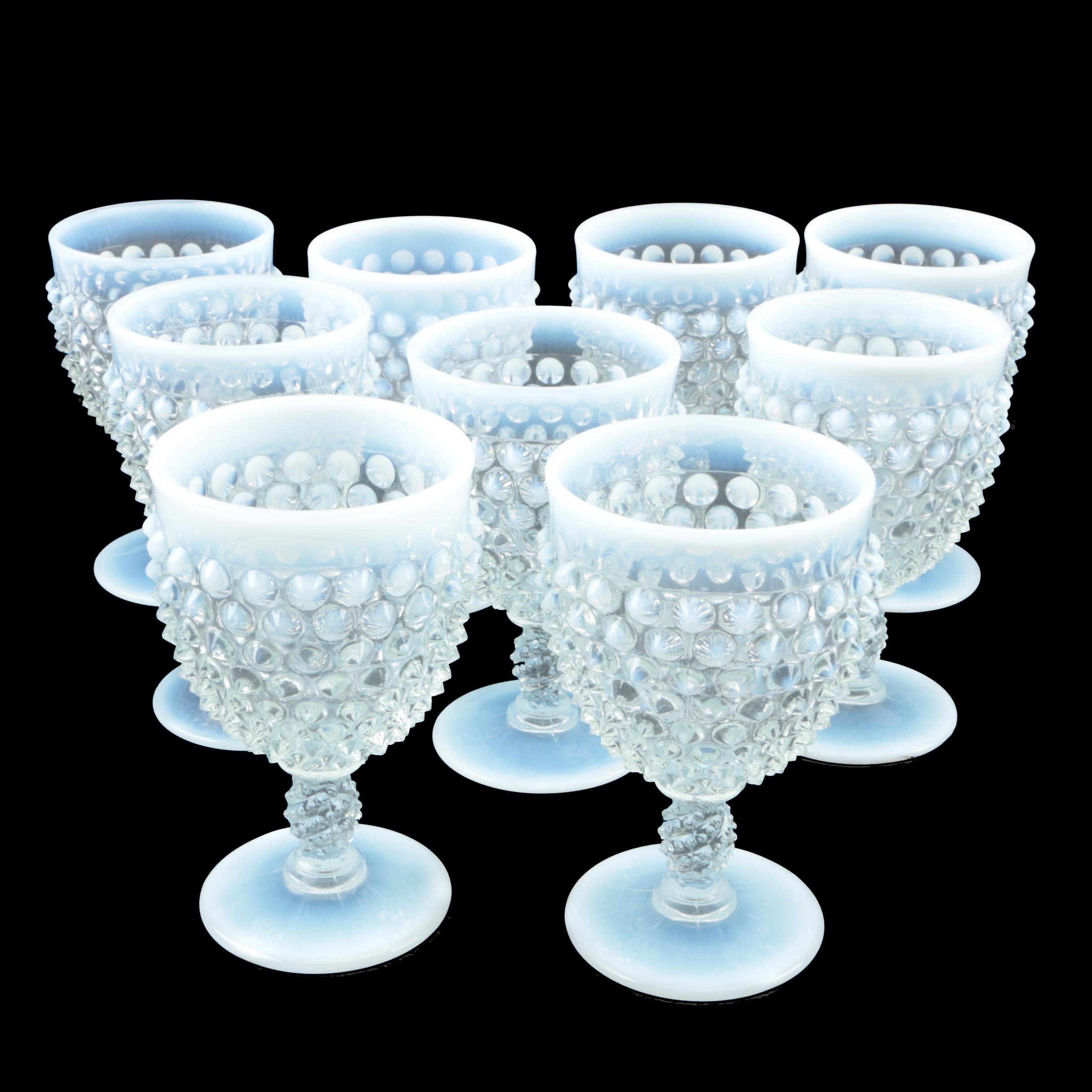 Vintage Fenton "Hobnail French" Opalescent Glass Water Goblets