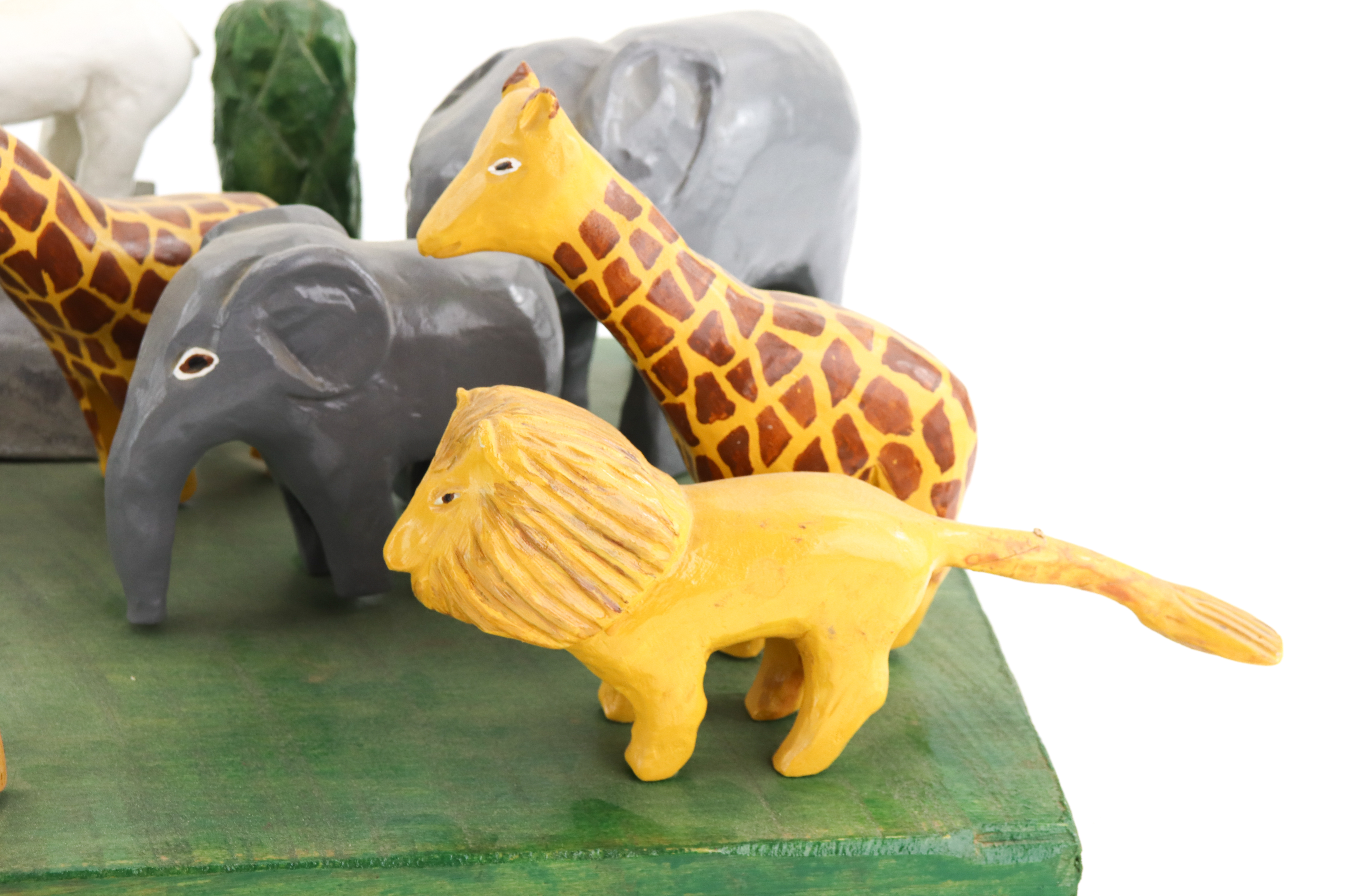 Erma "Junior" Lewis Polychrome Wooden Folk Art Sculpture of the Garden of Eden