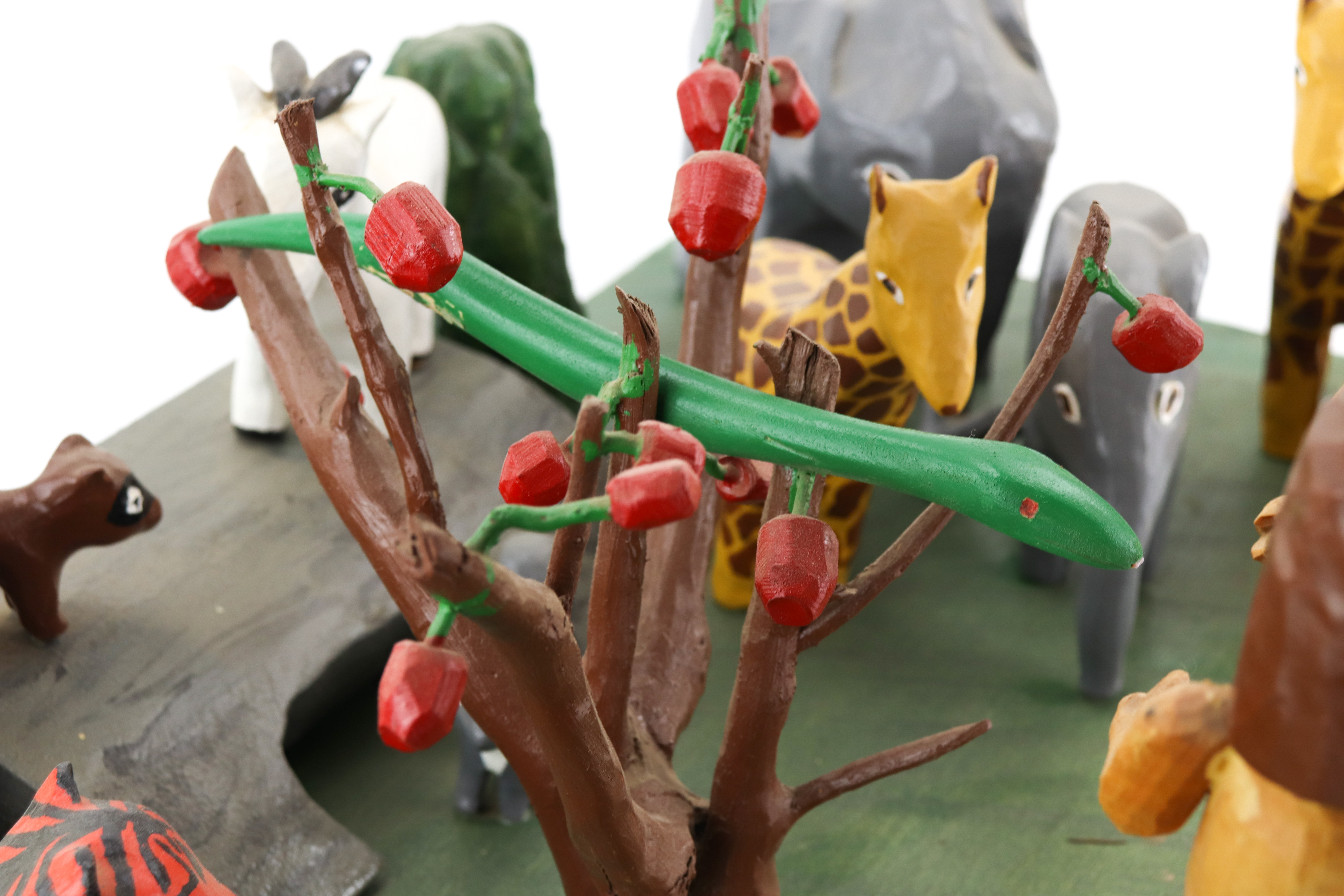 Erma "Junior" Lewis Polychrome Wooden Folk Art Sculpture of the Garden of Eden