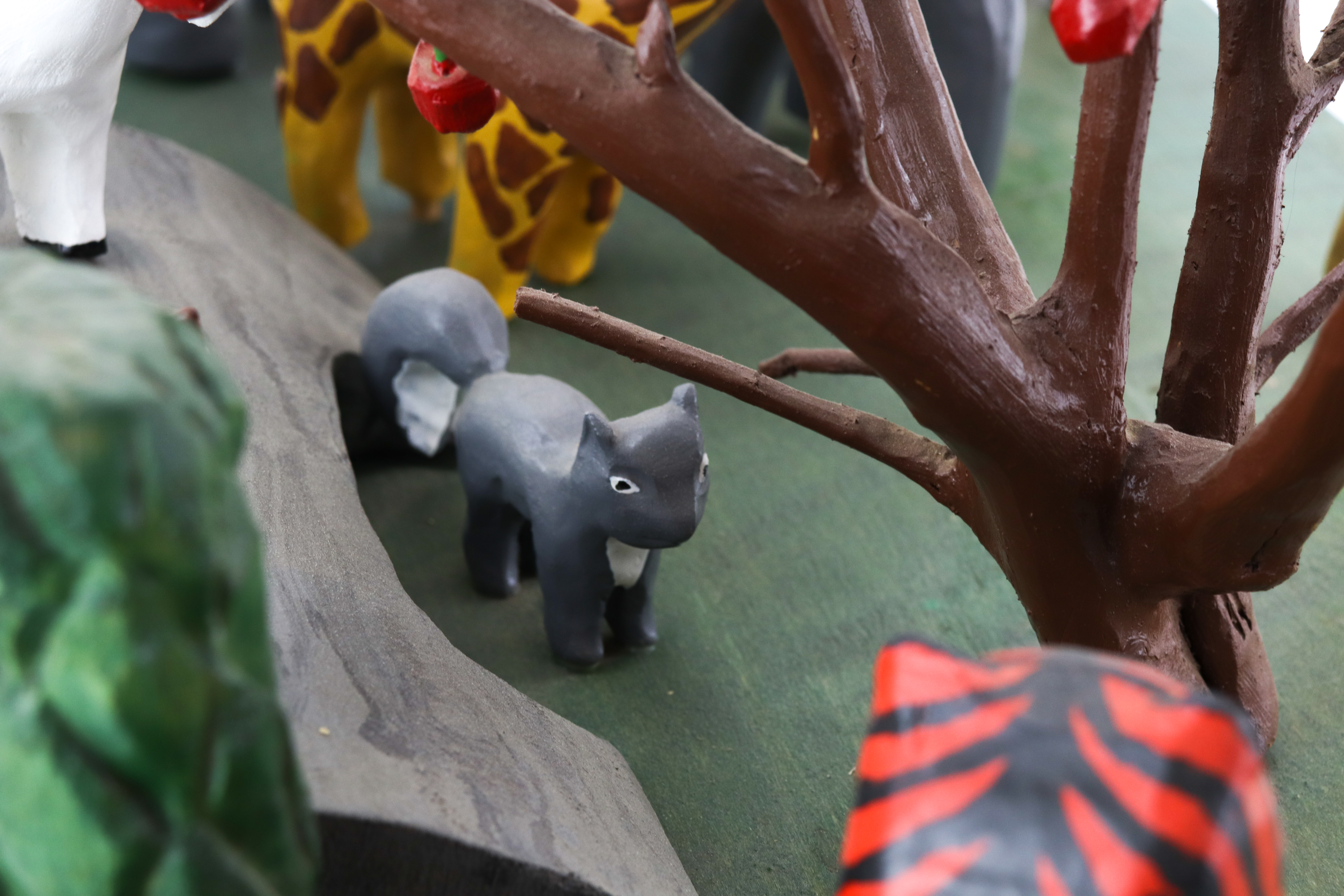 Erma "Junior" Lewis Polychrome Wooden Folk Art Sculpture of the Garden of Eden