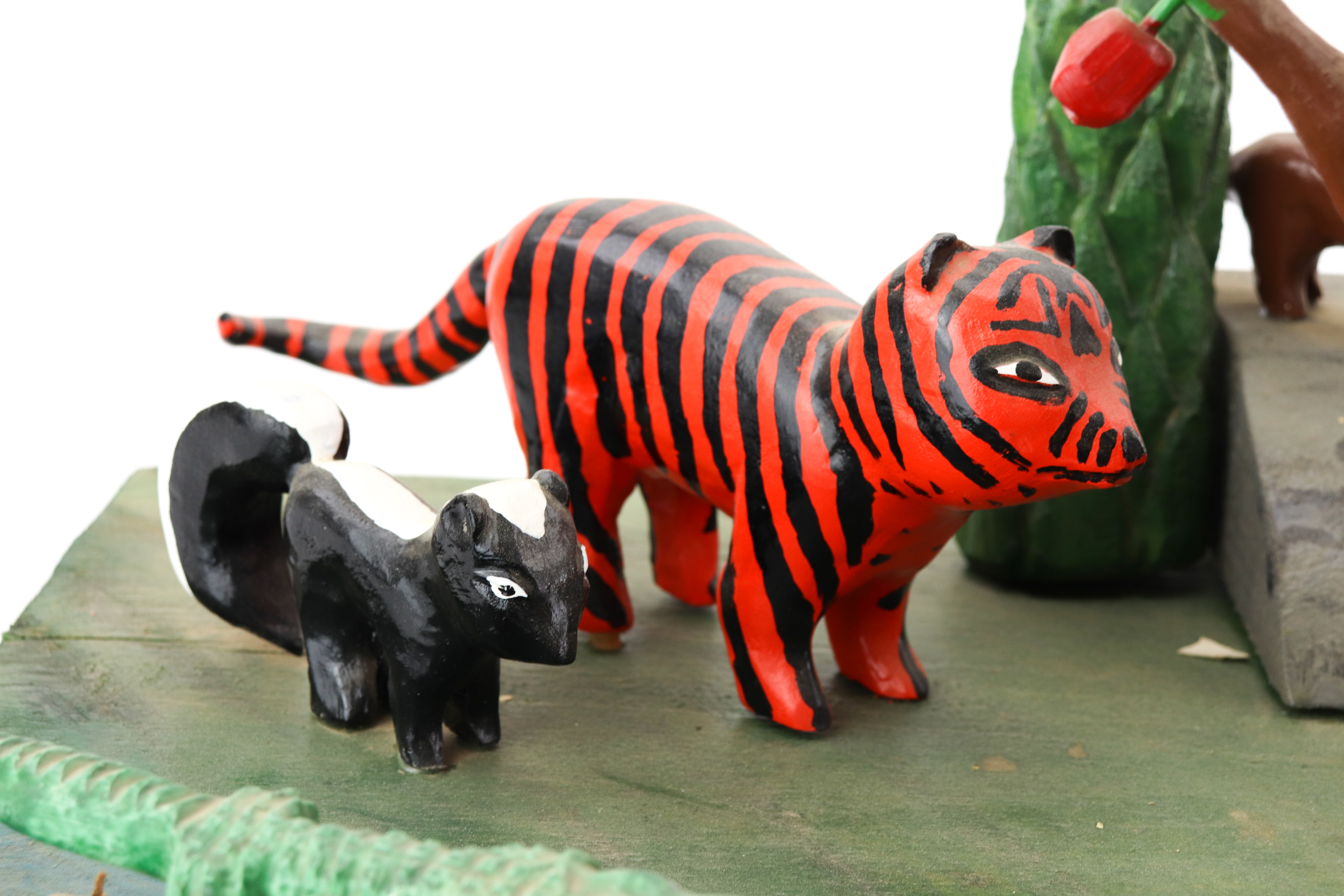 Erma "Junior" Lewis Polychrome Wooden Folk Art Sculpture of the Garden of Eden