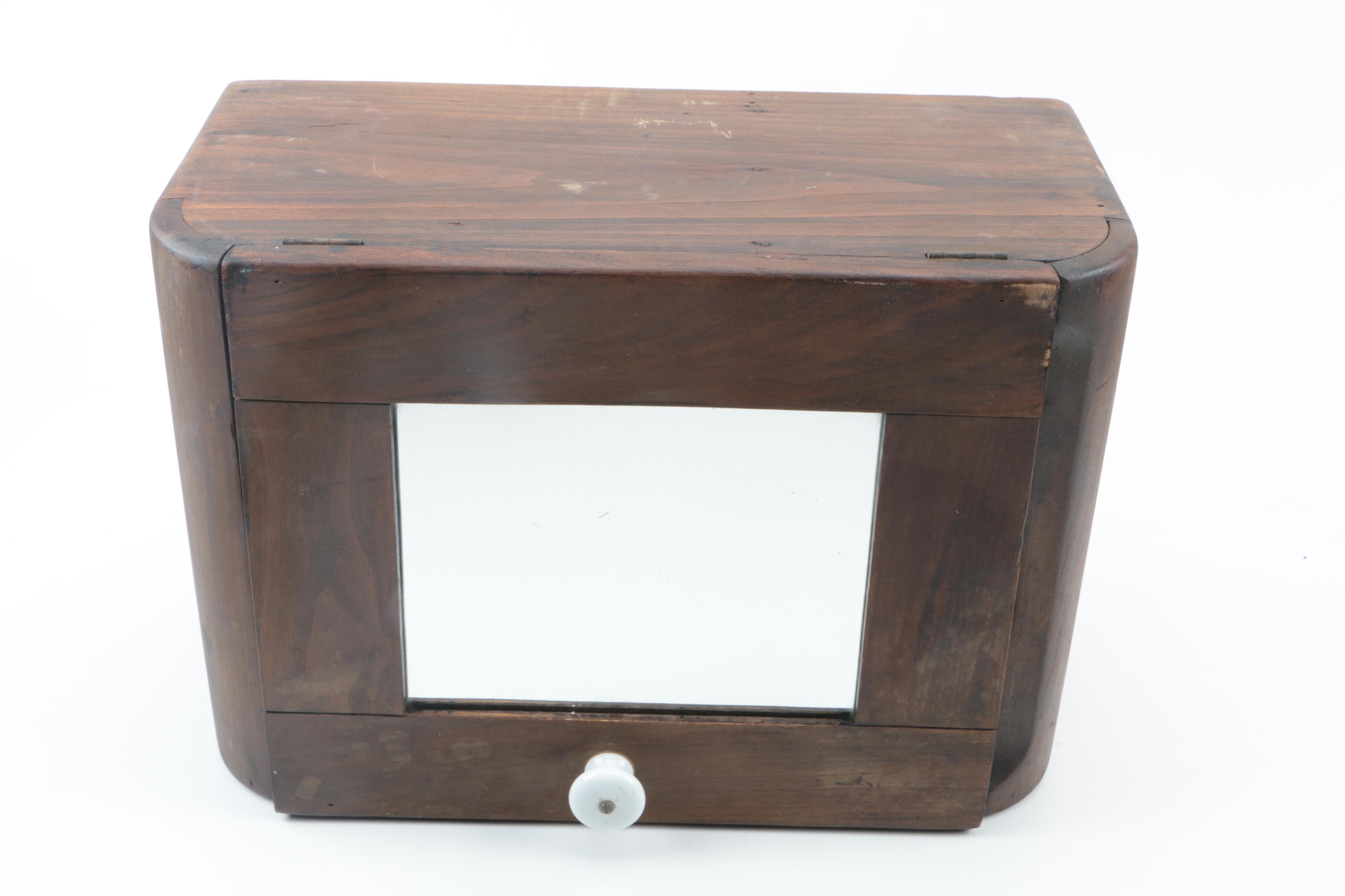 Vintage Rustic Walnut Bathroom Medicine Cabinet