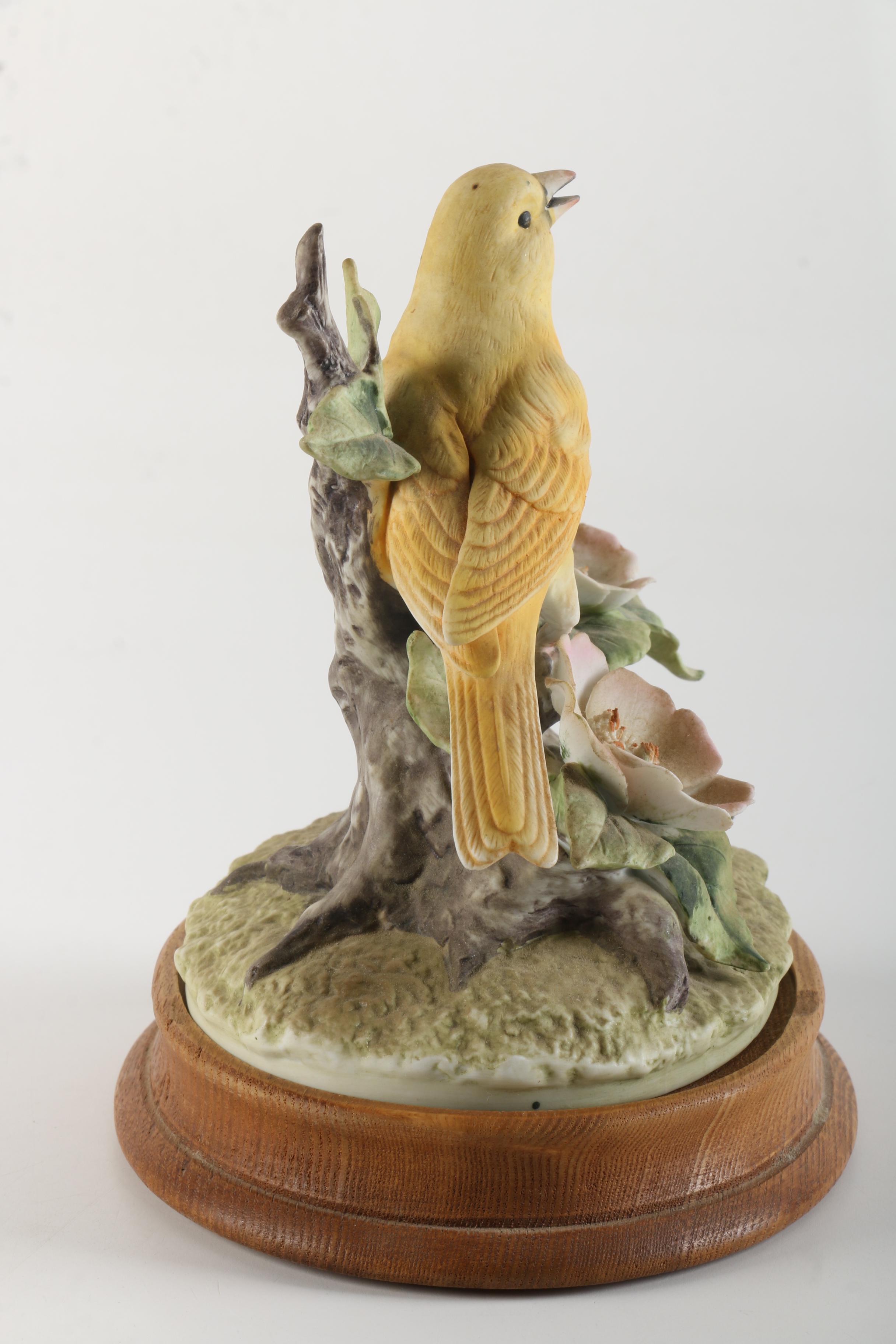Andrea "Canary" and "Ruby-Throated Hummingbird" Porcelain Bird Figurines