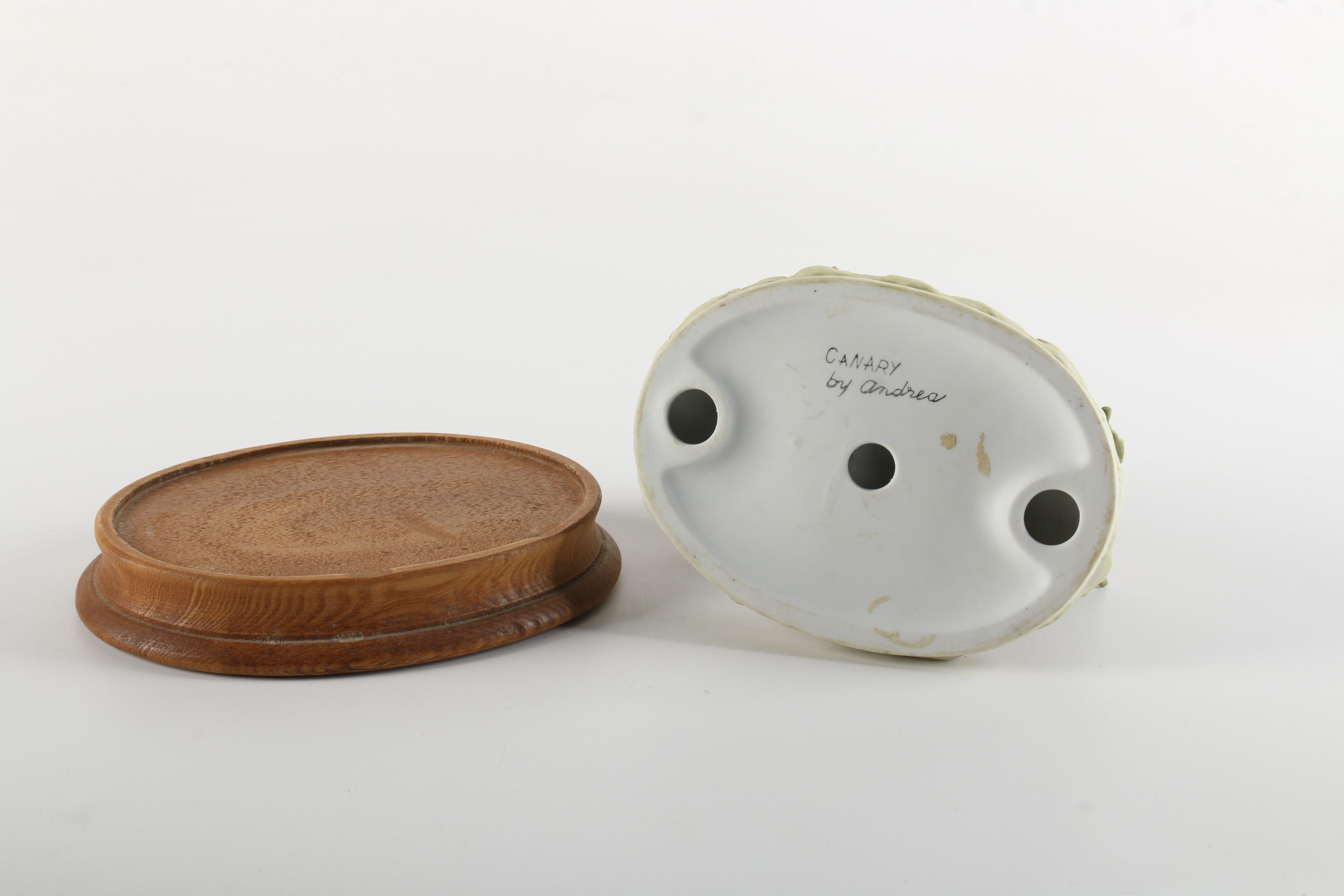 Andrea "Canary" and "Ruby-Throated Hummingbird" Porcelain Bird Figurines