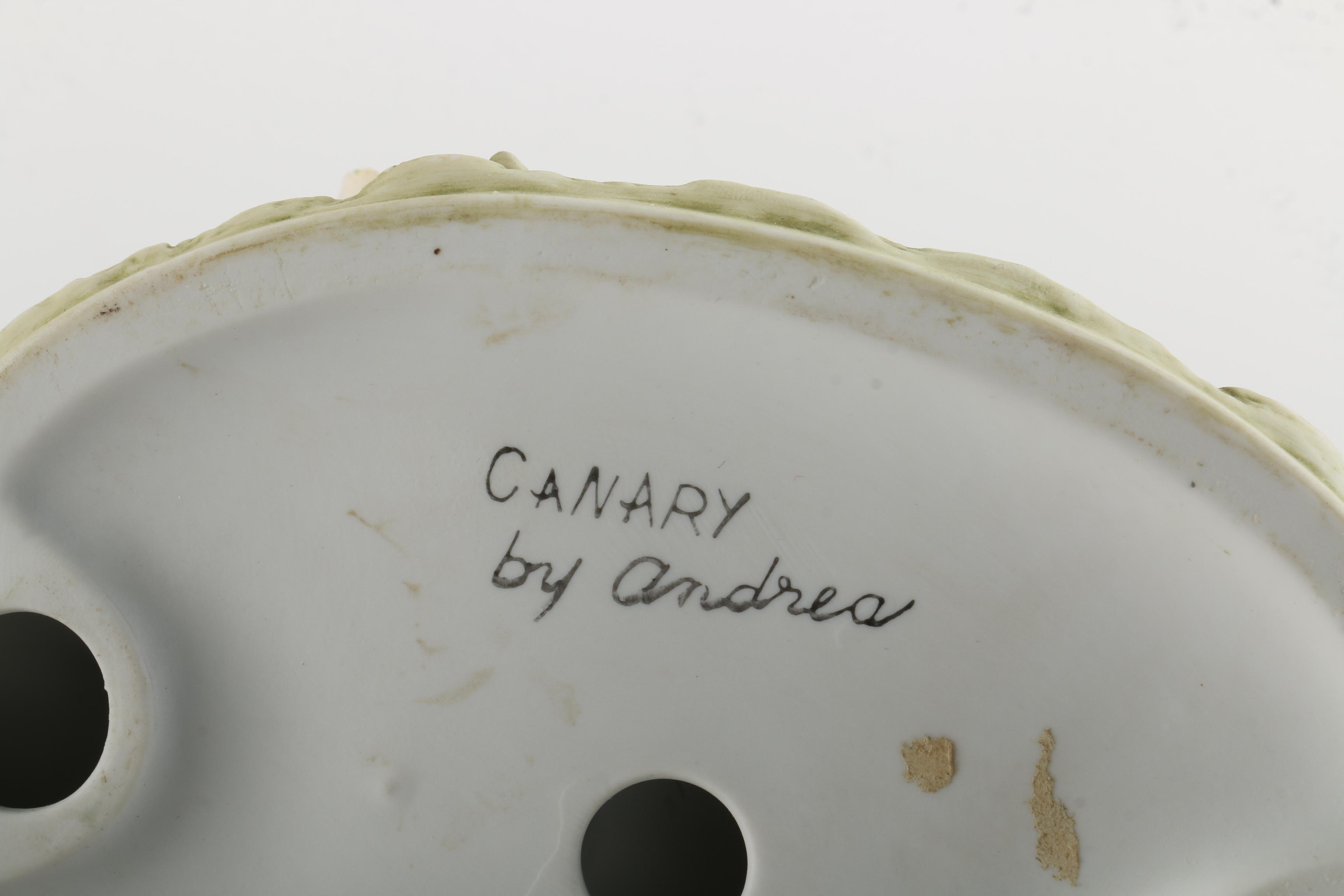 Andrea "Canary" and "Ruby-Throated Hummingbird" Porcelain Bird Figurines