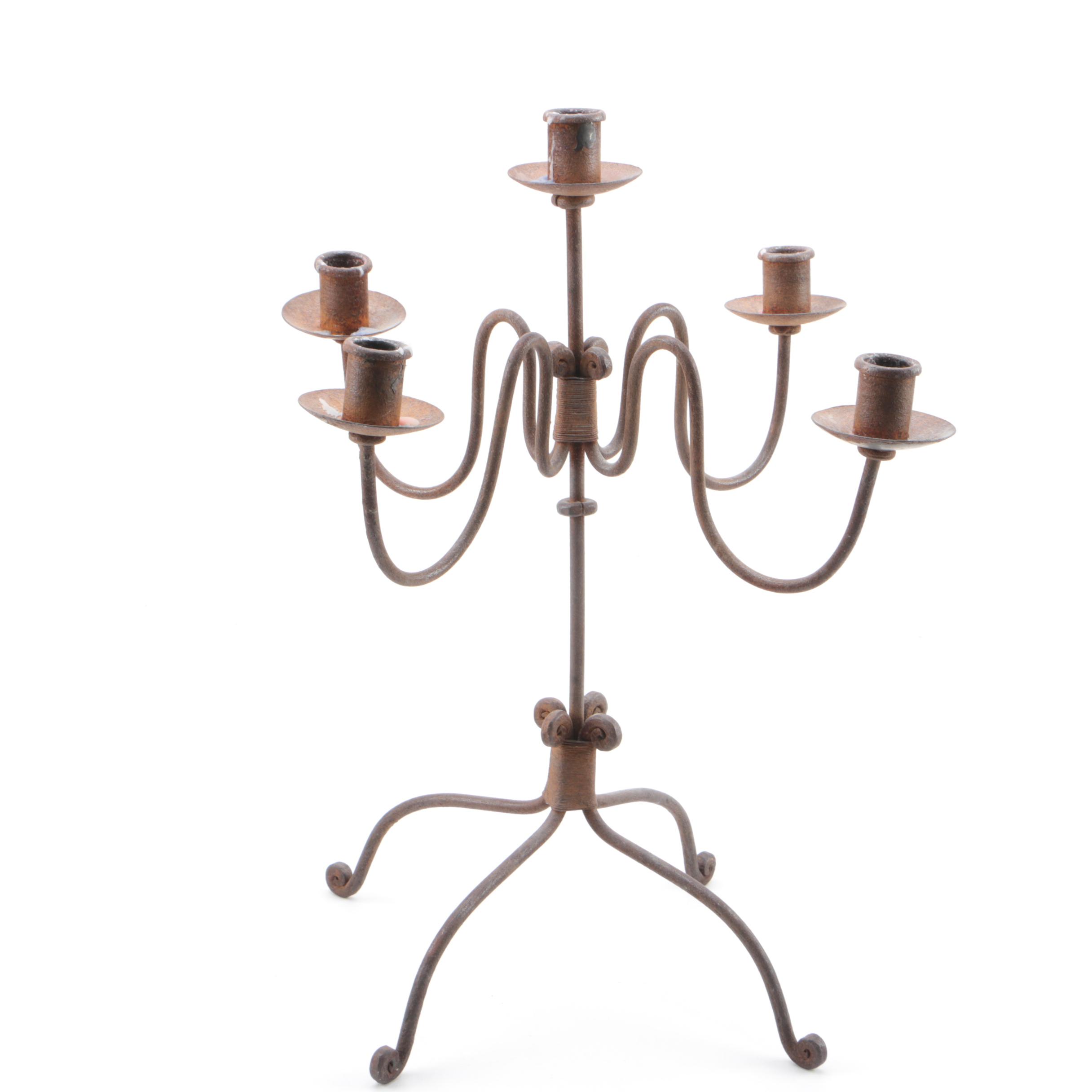Wrought Iron Five Light Candelabra