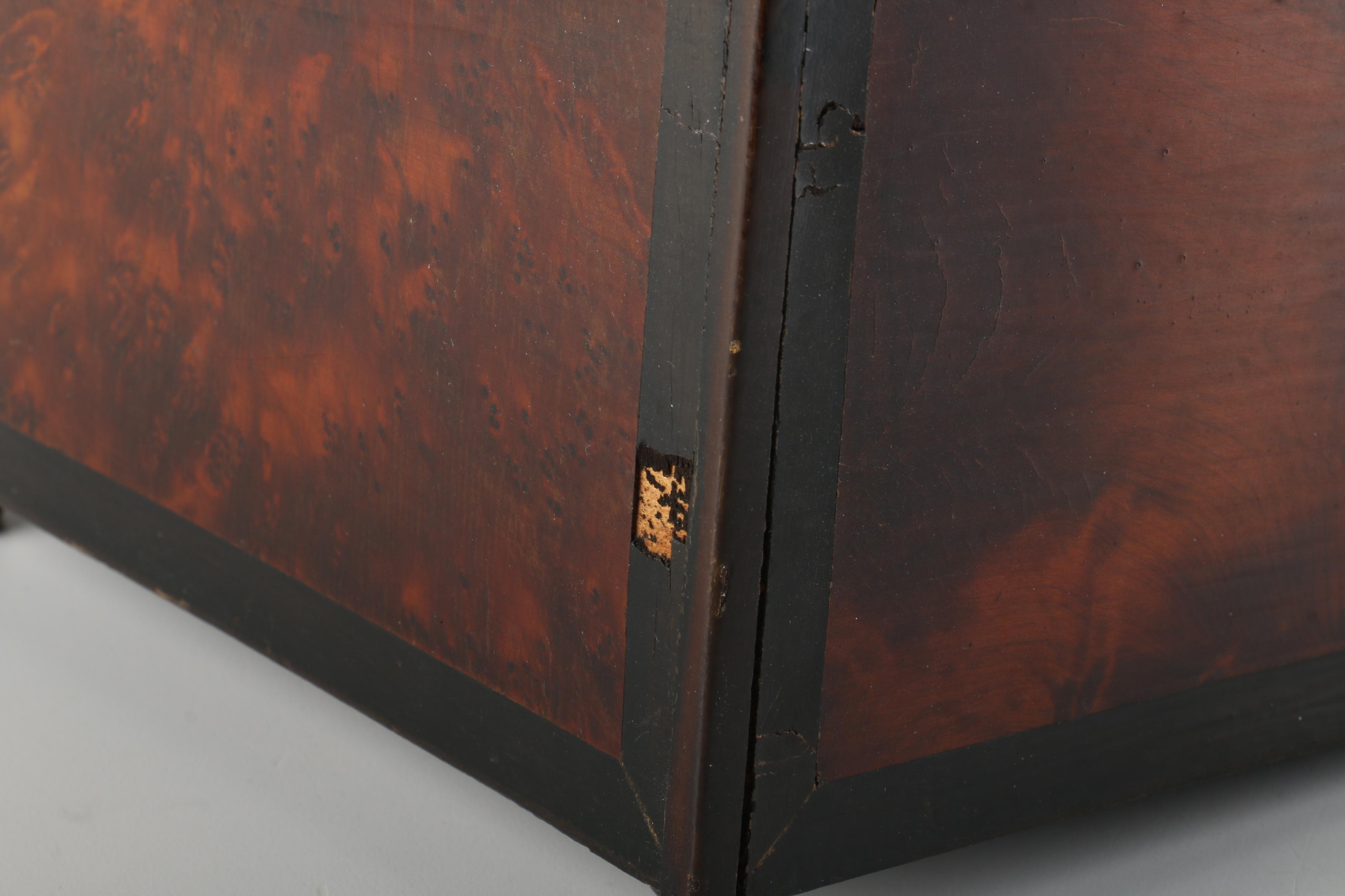 Vintage Wooden Bar Caddy Chest with Etched Glass Decanters and Stemware