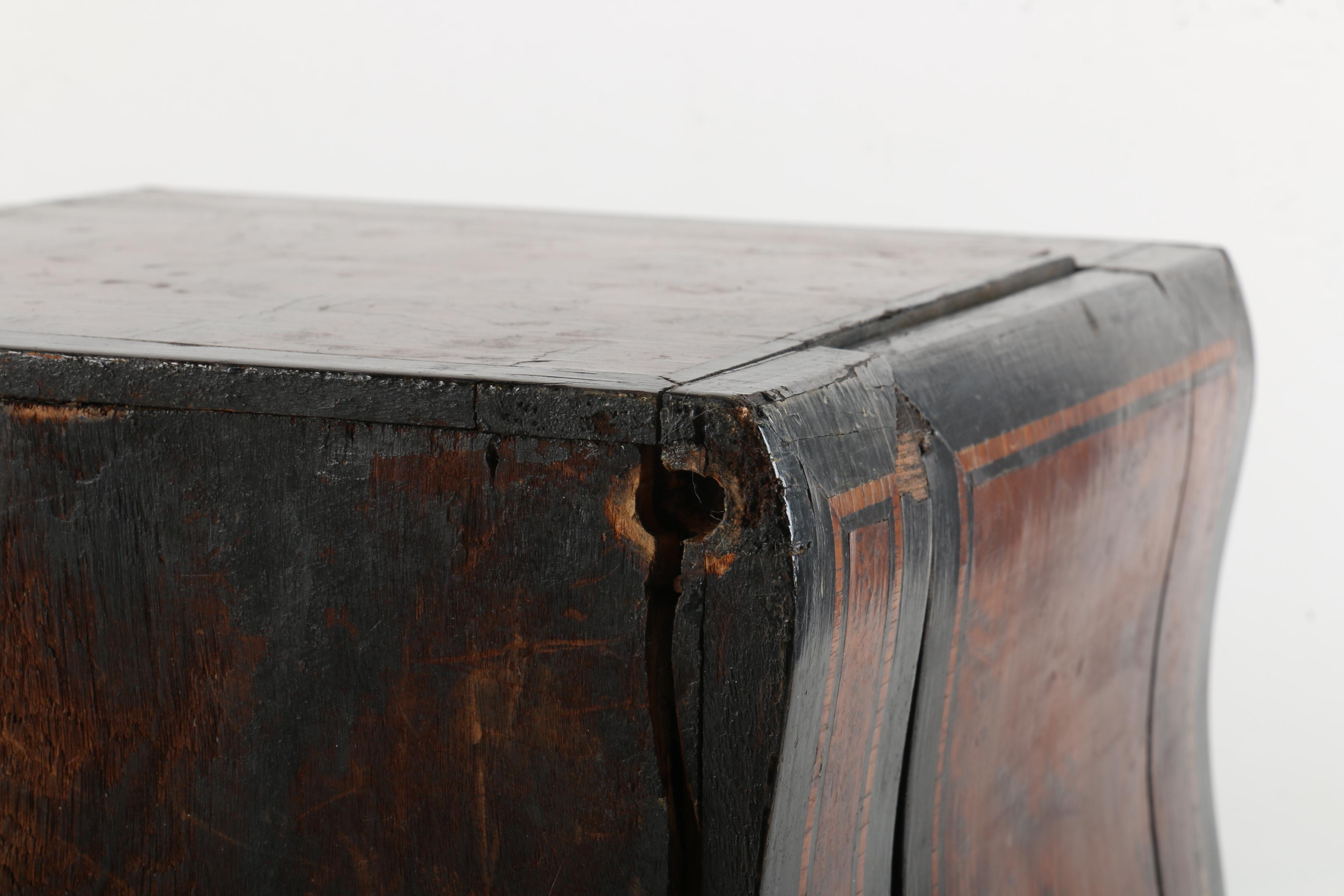 Vintage Wooden Bar Caddy Chest with Etched Glass Decanters and Stemware