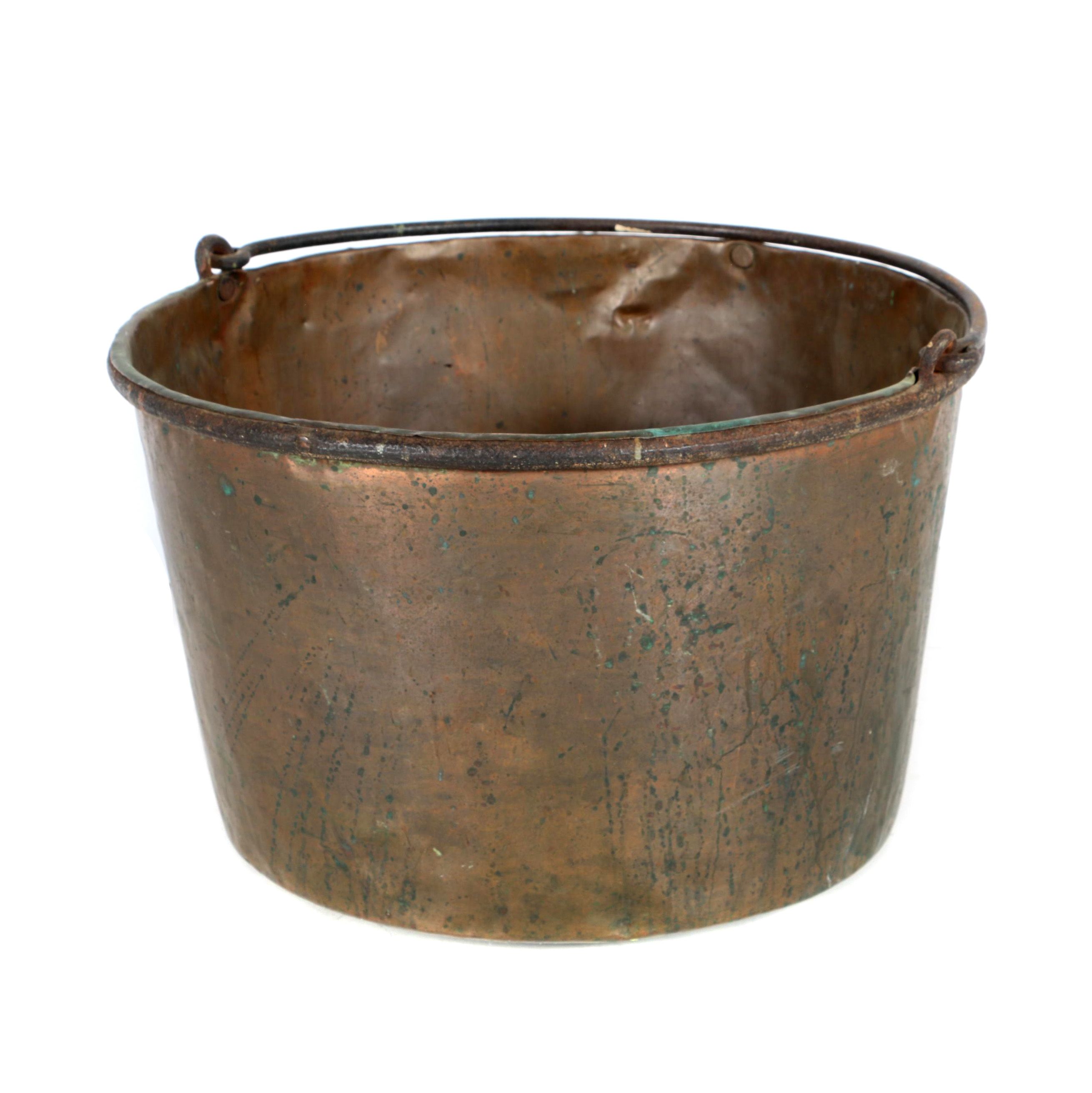 Large Copper Handled Bucket