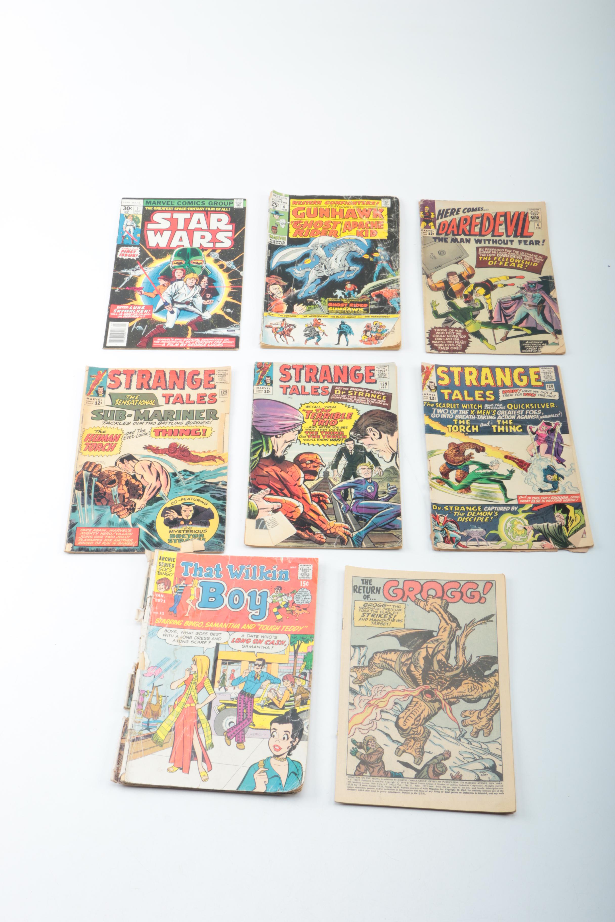 Vintage Comic Books Including "Strange Tales", "Star Wars", and "Star Trek"