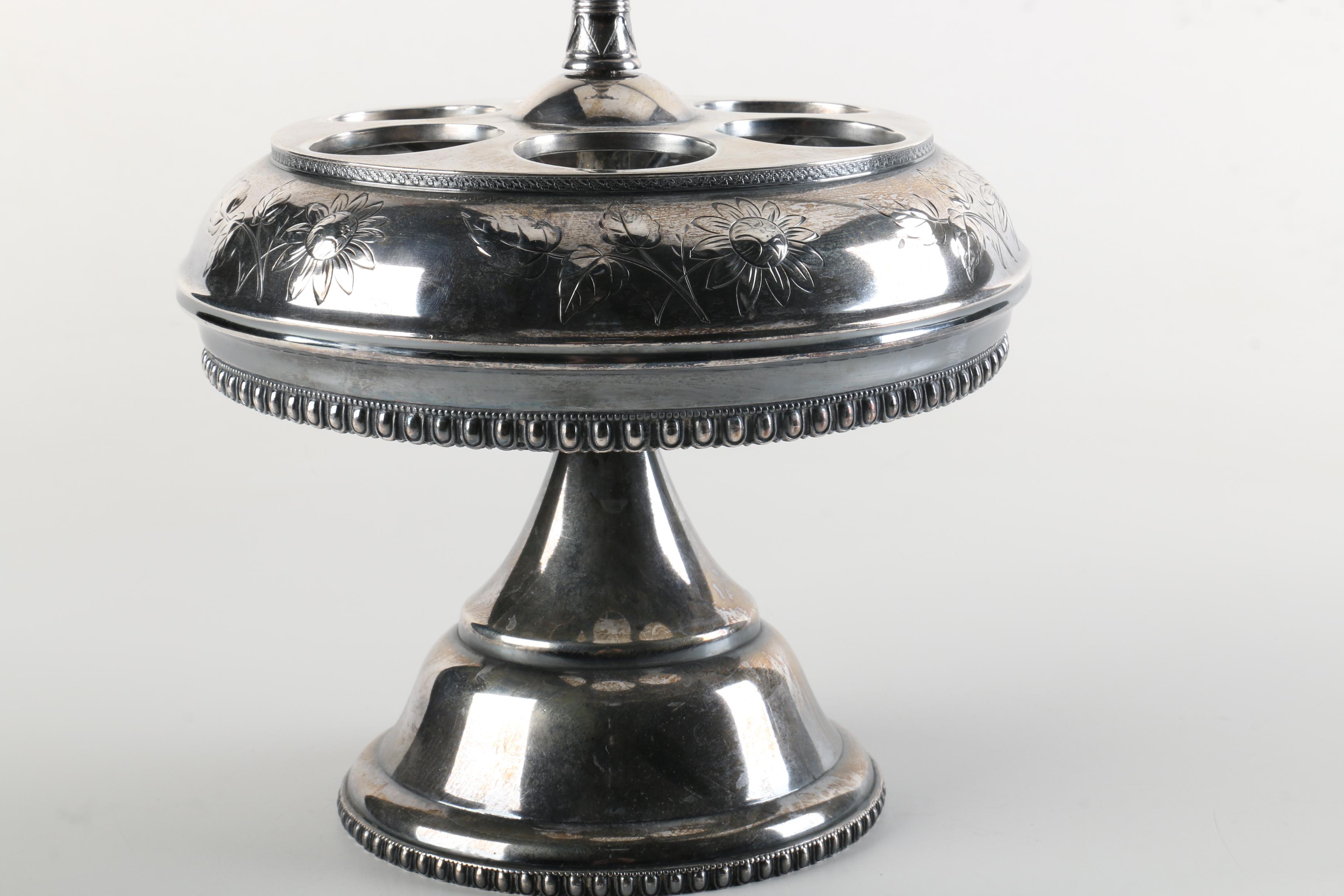 Meriden Britania Co. Silver Plate and Glass Cruet Set