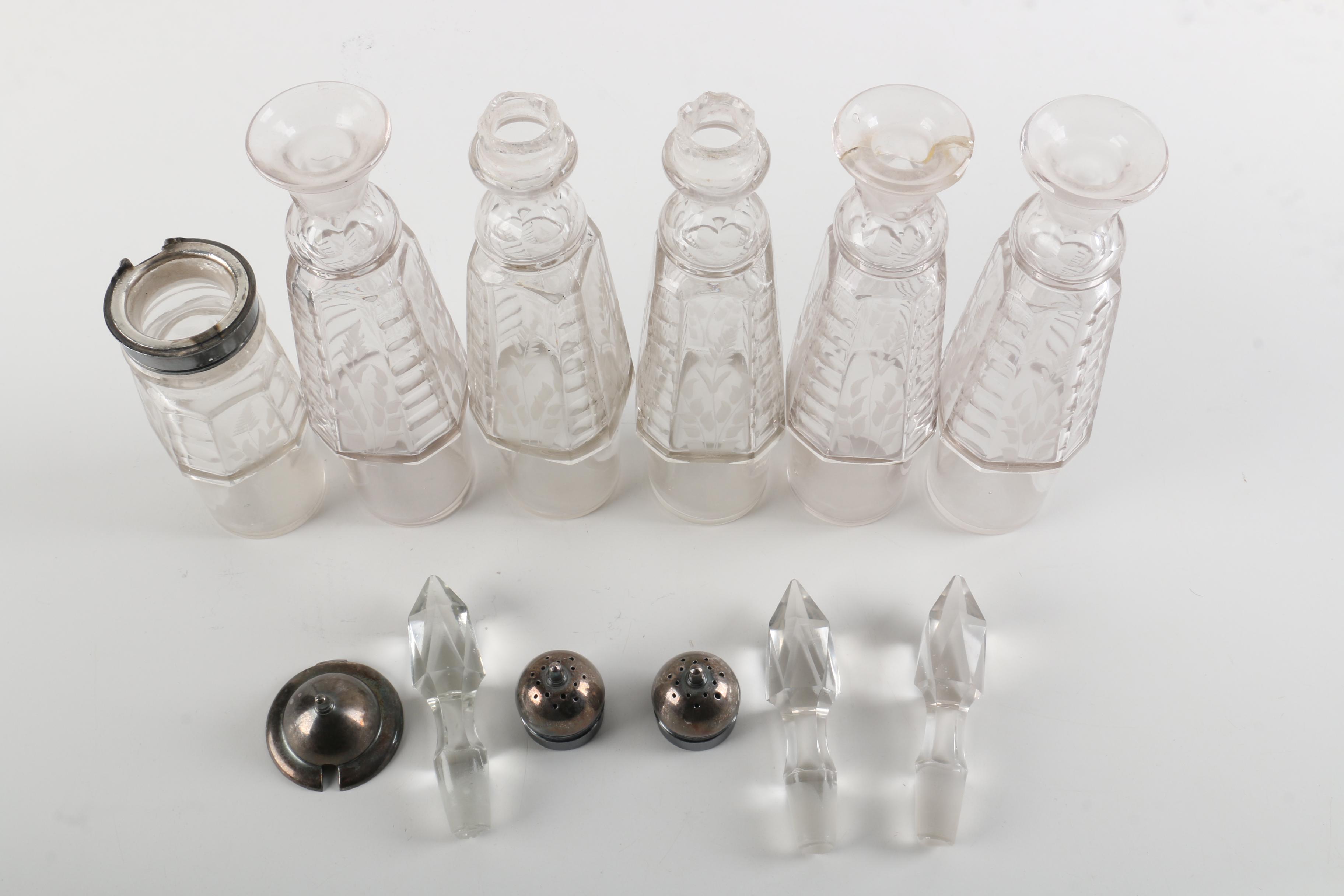 Meriden Britania Co. Silver Plate and Glass Cruet Set