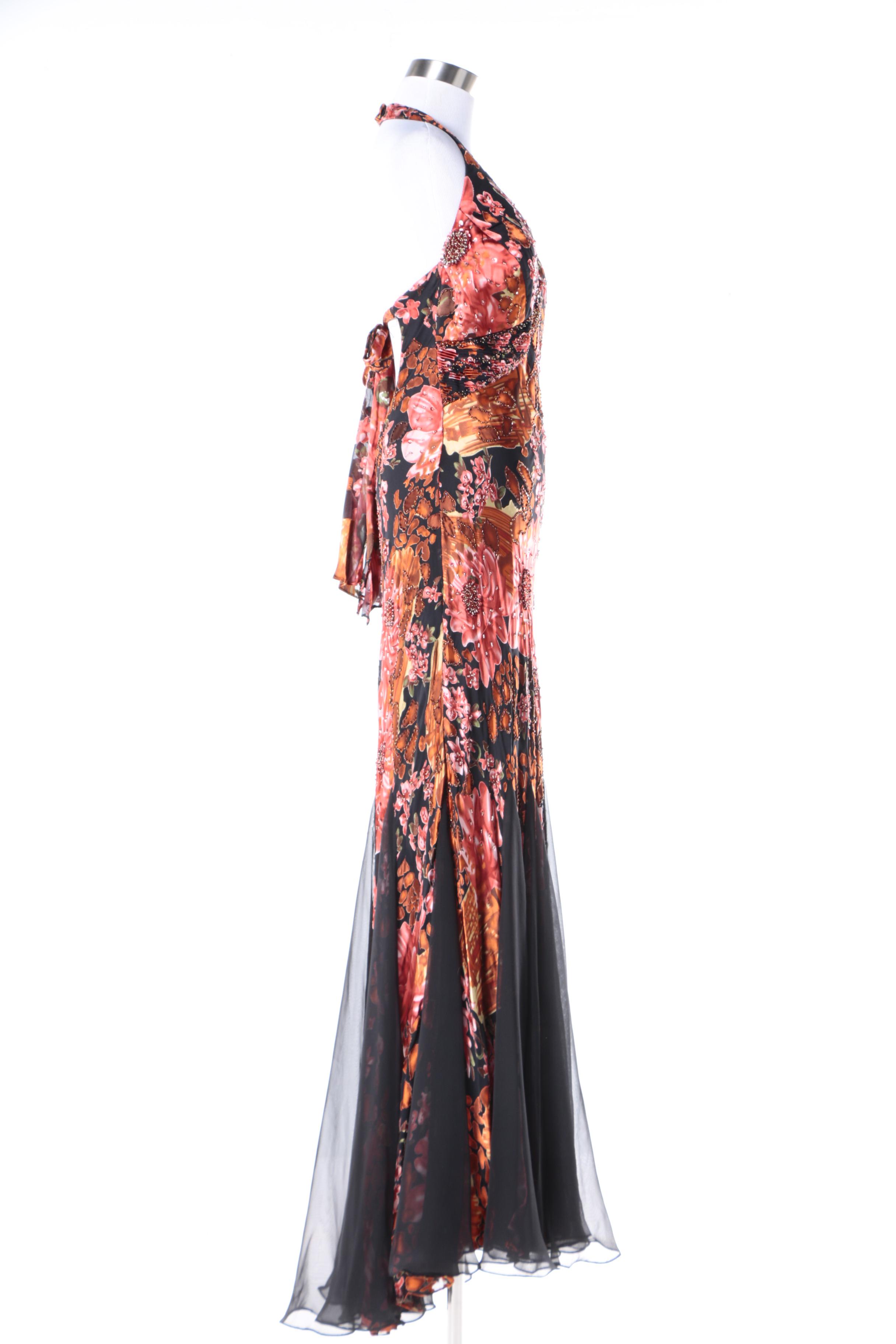 Sue Wong Nocturne Embellished Silk and Rayon Blend Sleeveless Gown