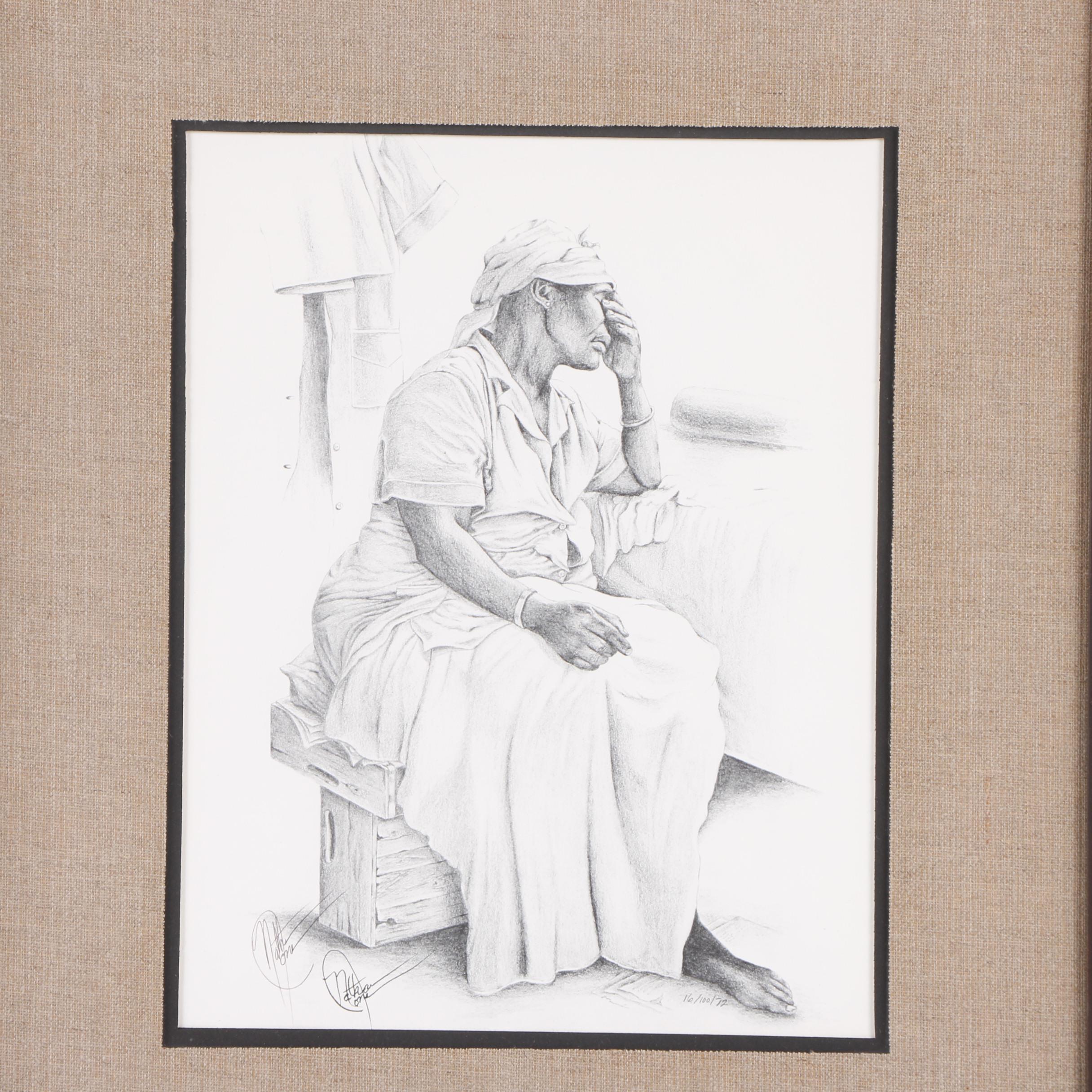 Nathan Jones Halftone Print of a Woman