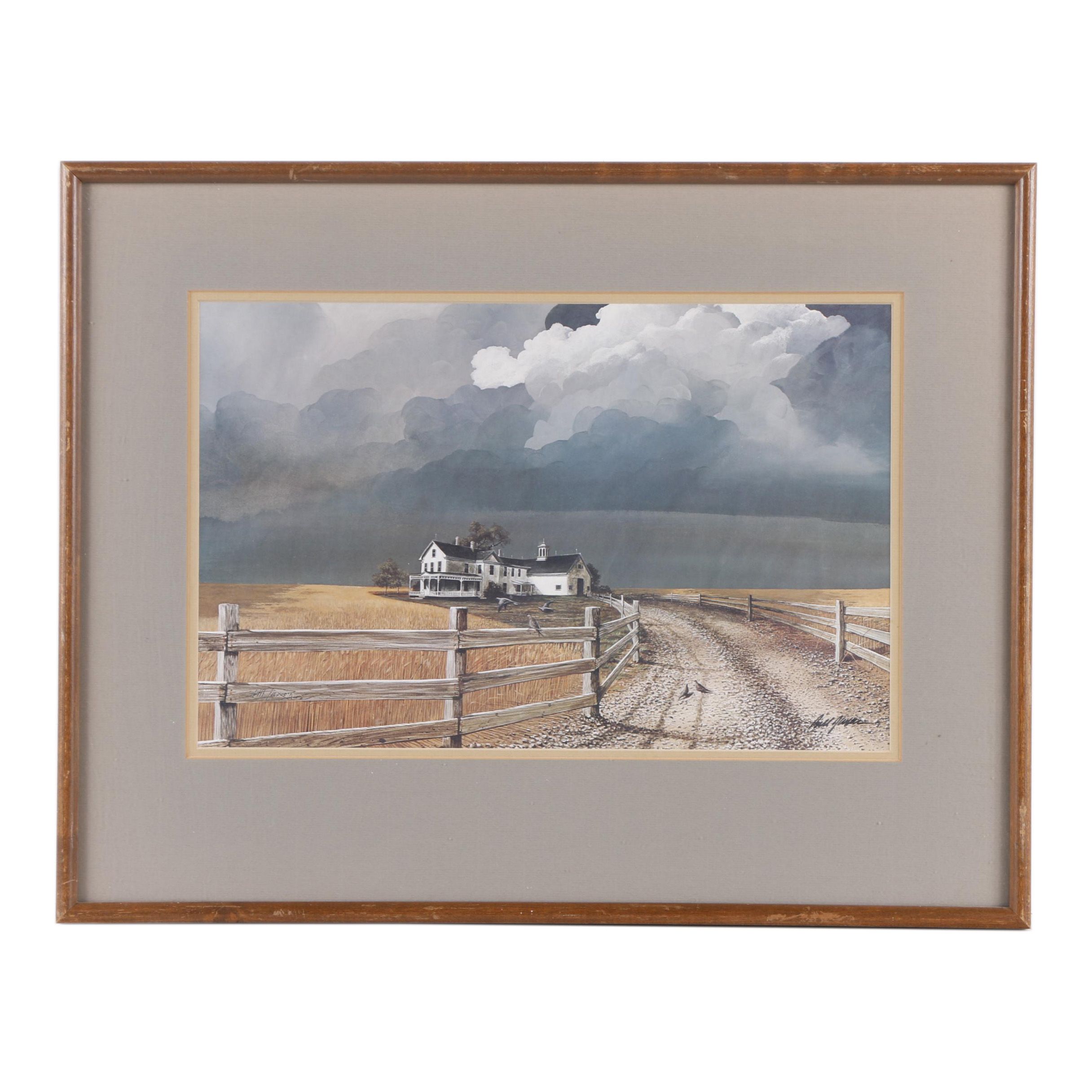 Bill Jaxon Offset Lithograph of a Farm Scene