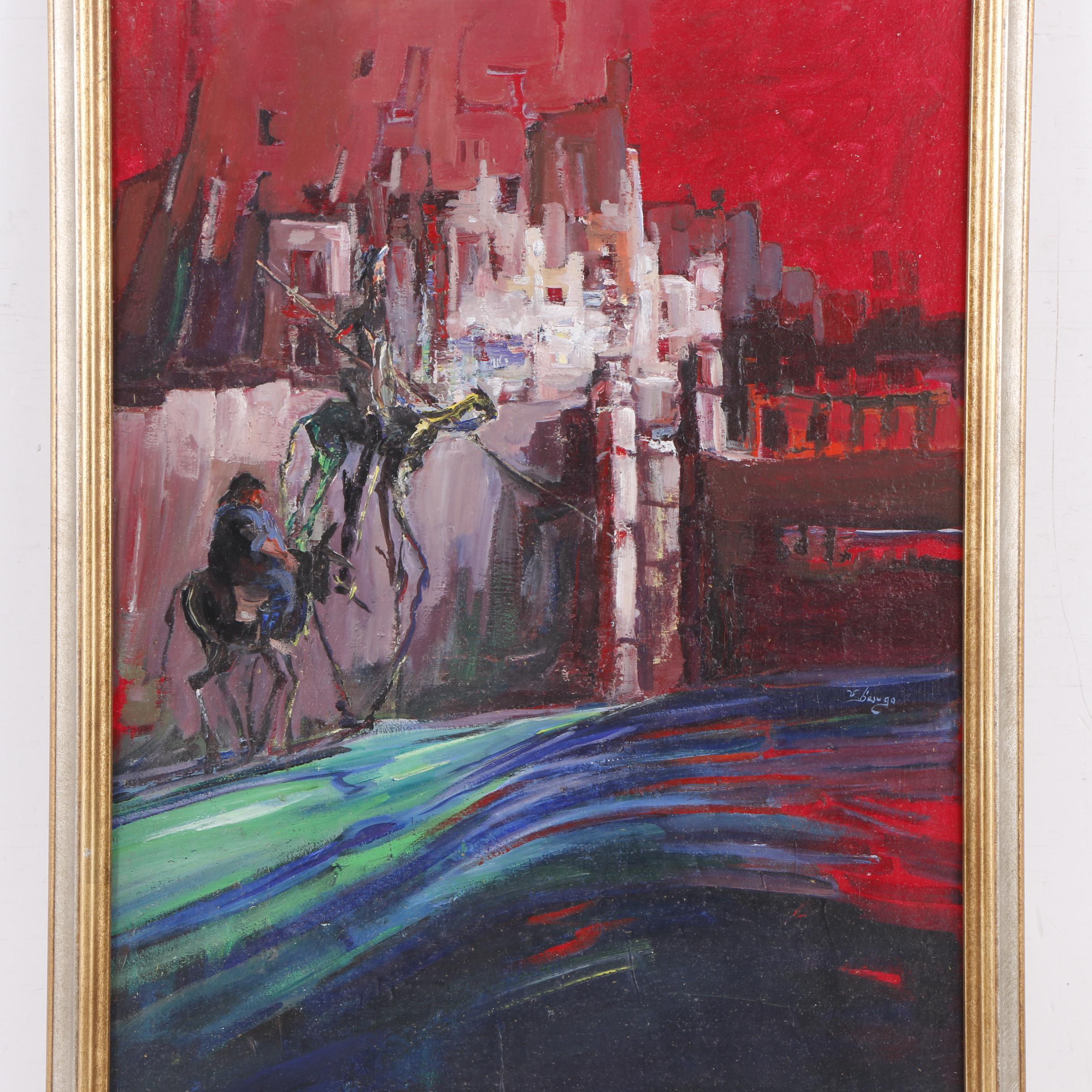 V. Besugo Oil Painting "D. Quixote, Cidade Fantasma"