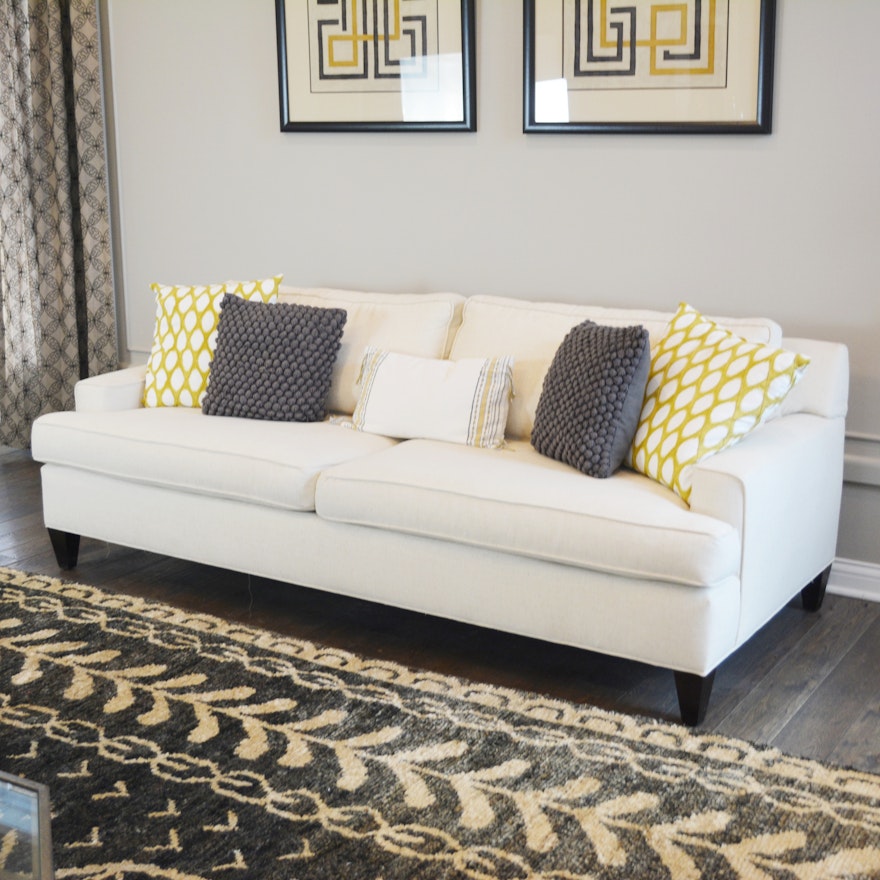 Creamy Off-White Upholstered Sofa