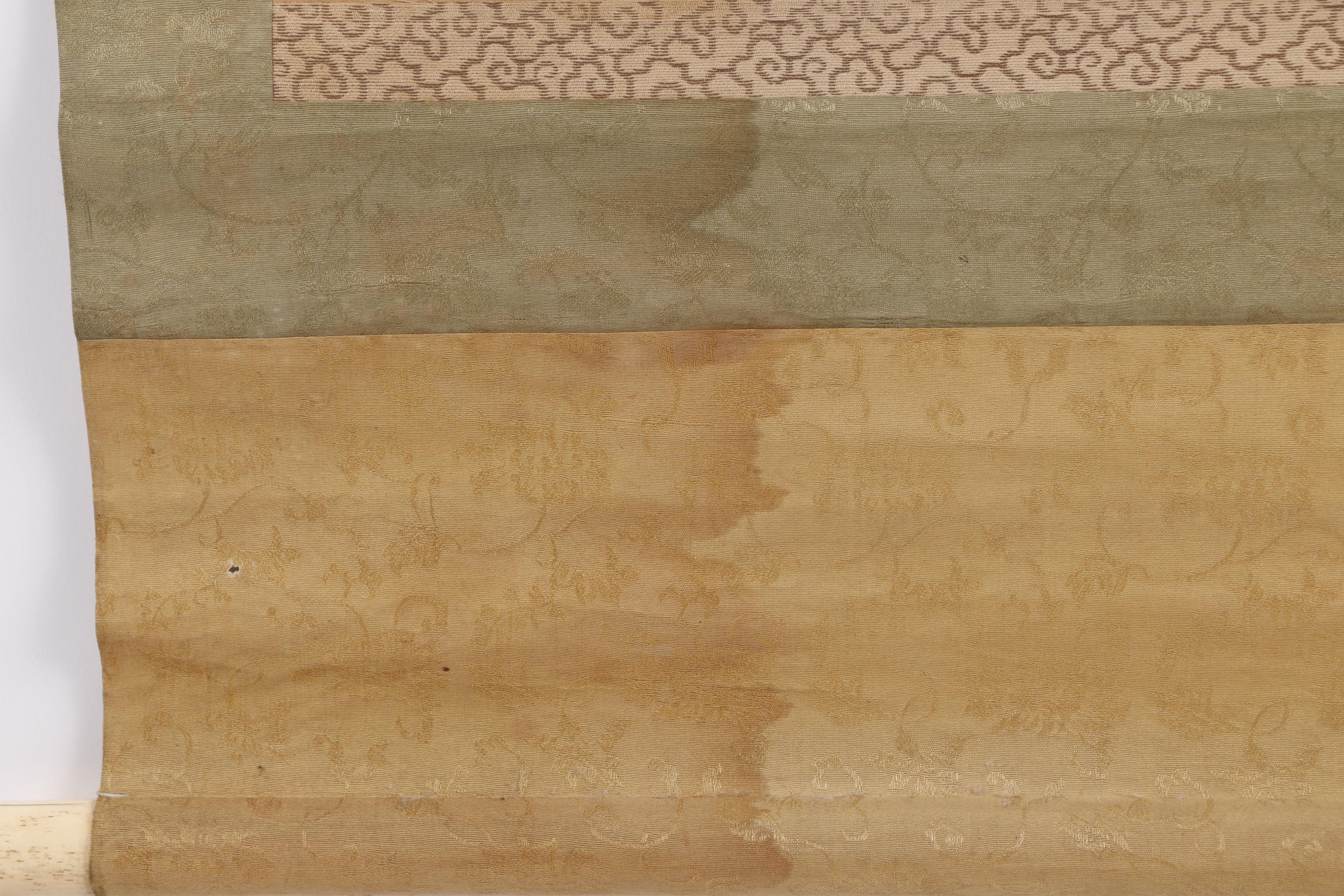 East Asian Ink & Gouache Painting Hanging Scroll of a Cranes