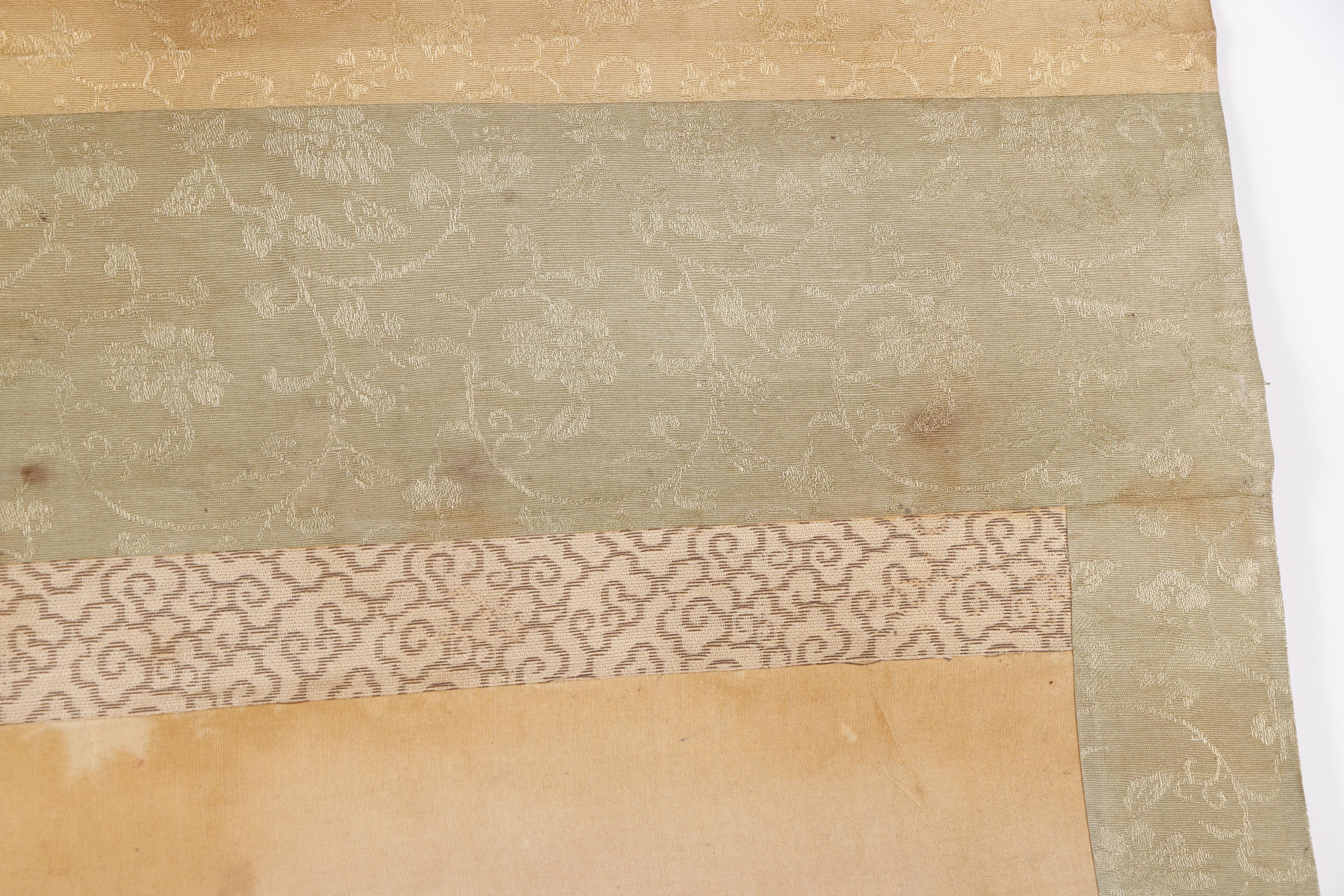 East Asian Ink & Gouache Painting Hanging Scroll of a Cranes