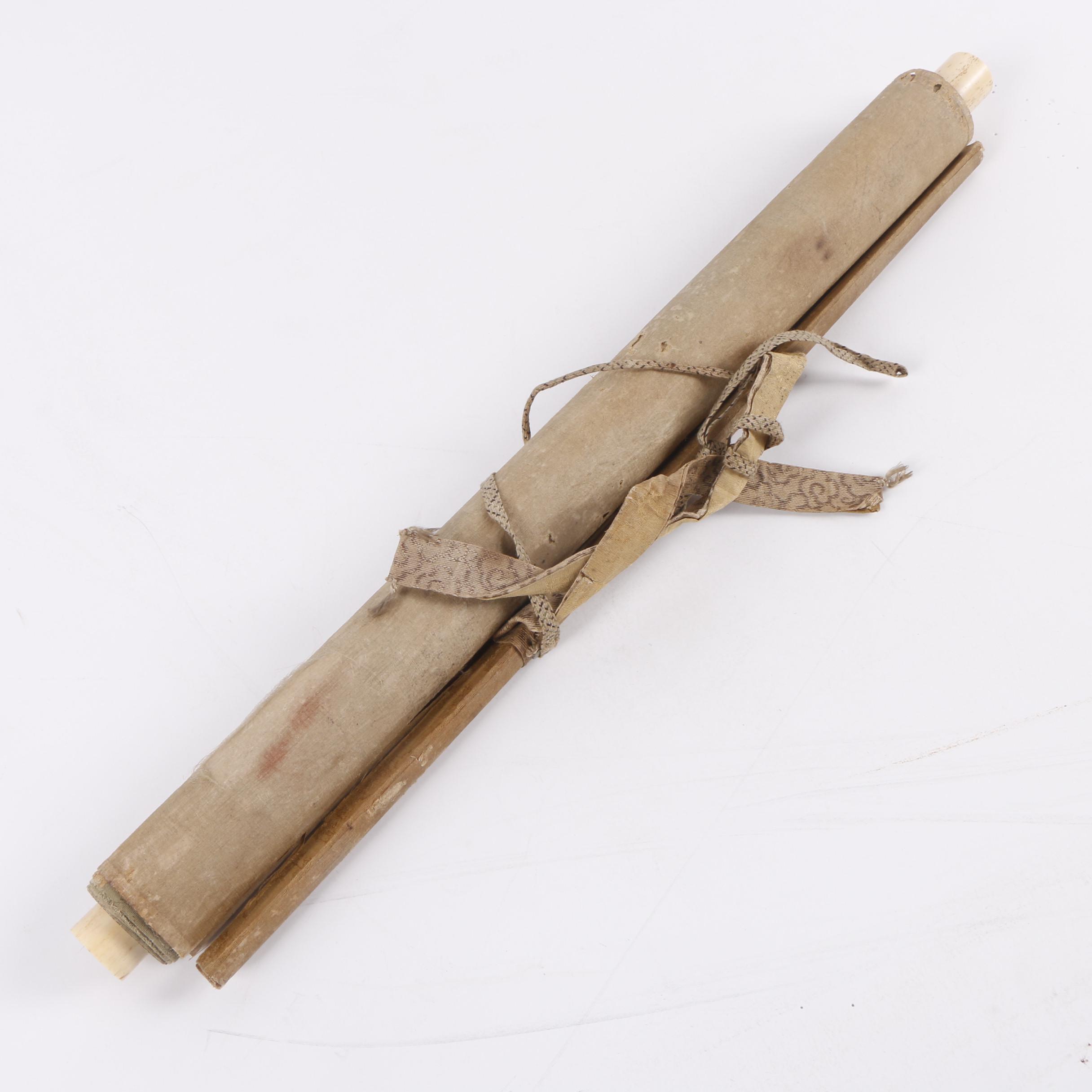 East Asian Ink & Gouache Painting Hanging Scroll of a Cranes