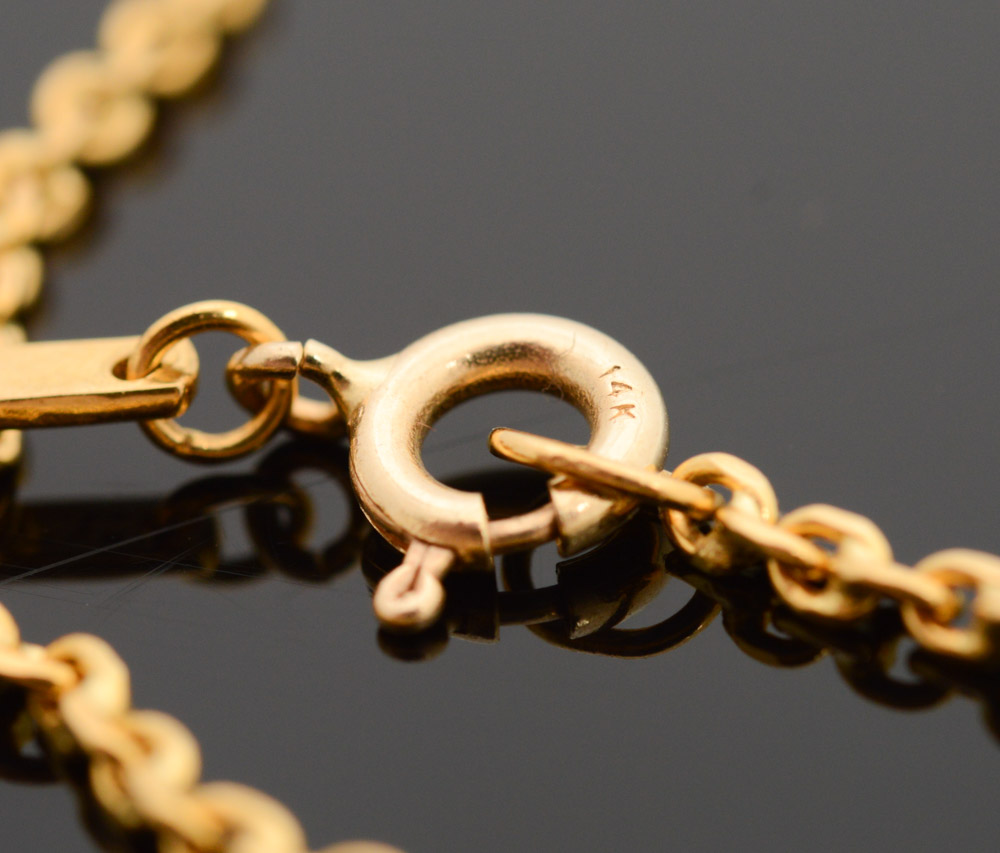 20K Yellow Gold Necklace with Canadian 1991 Gold Maple Leaf Bullion Coin Pendant