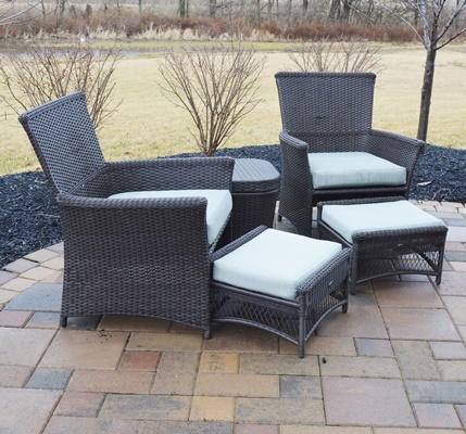 Hampton Bay Patio Chairs, Ottomans and Storage Table
