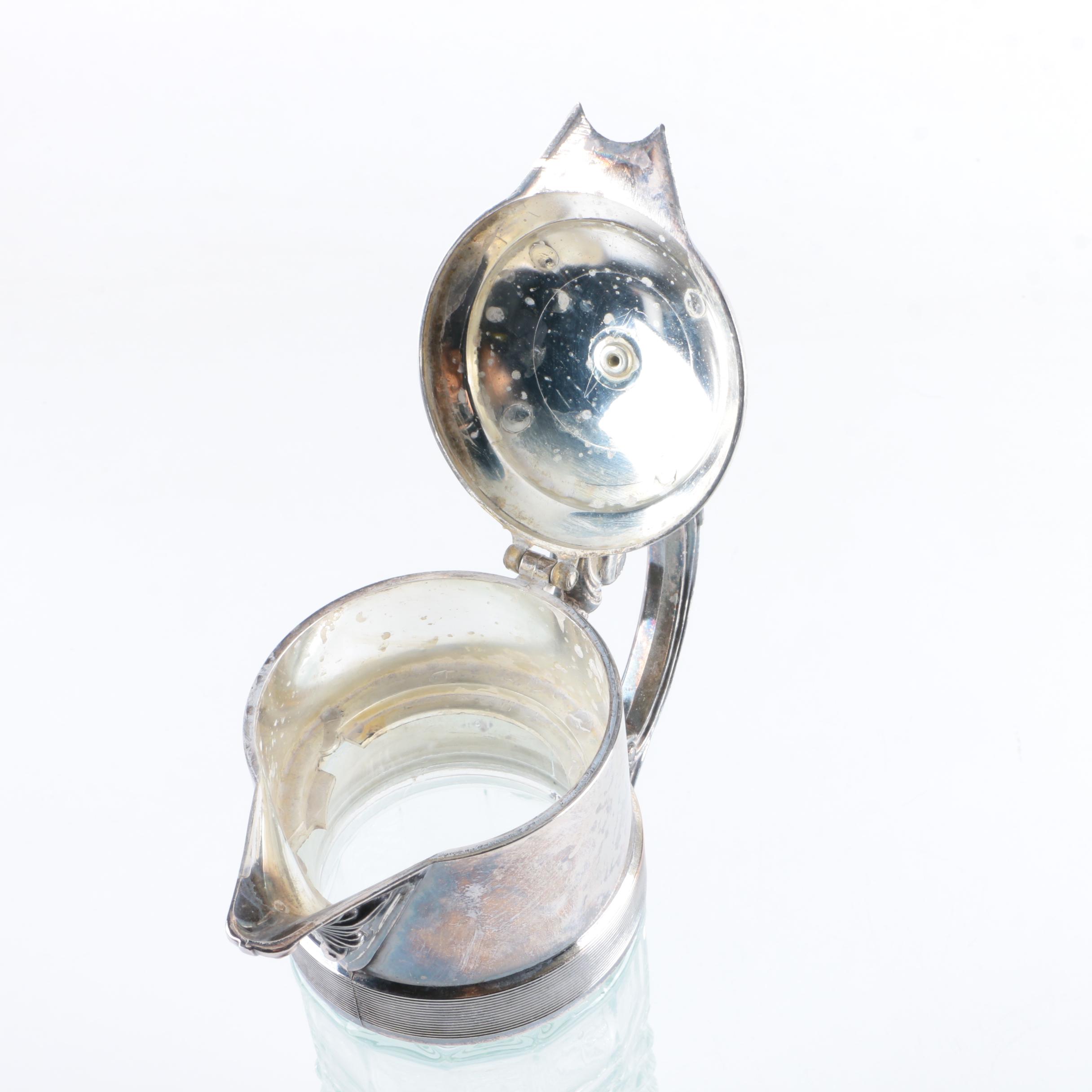 Silver Plate and Cut Glass Pitcher