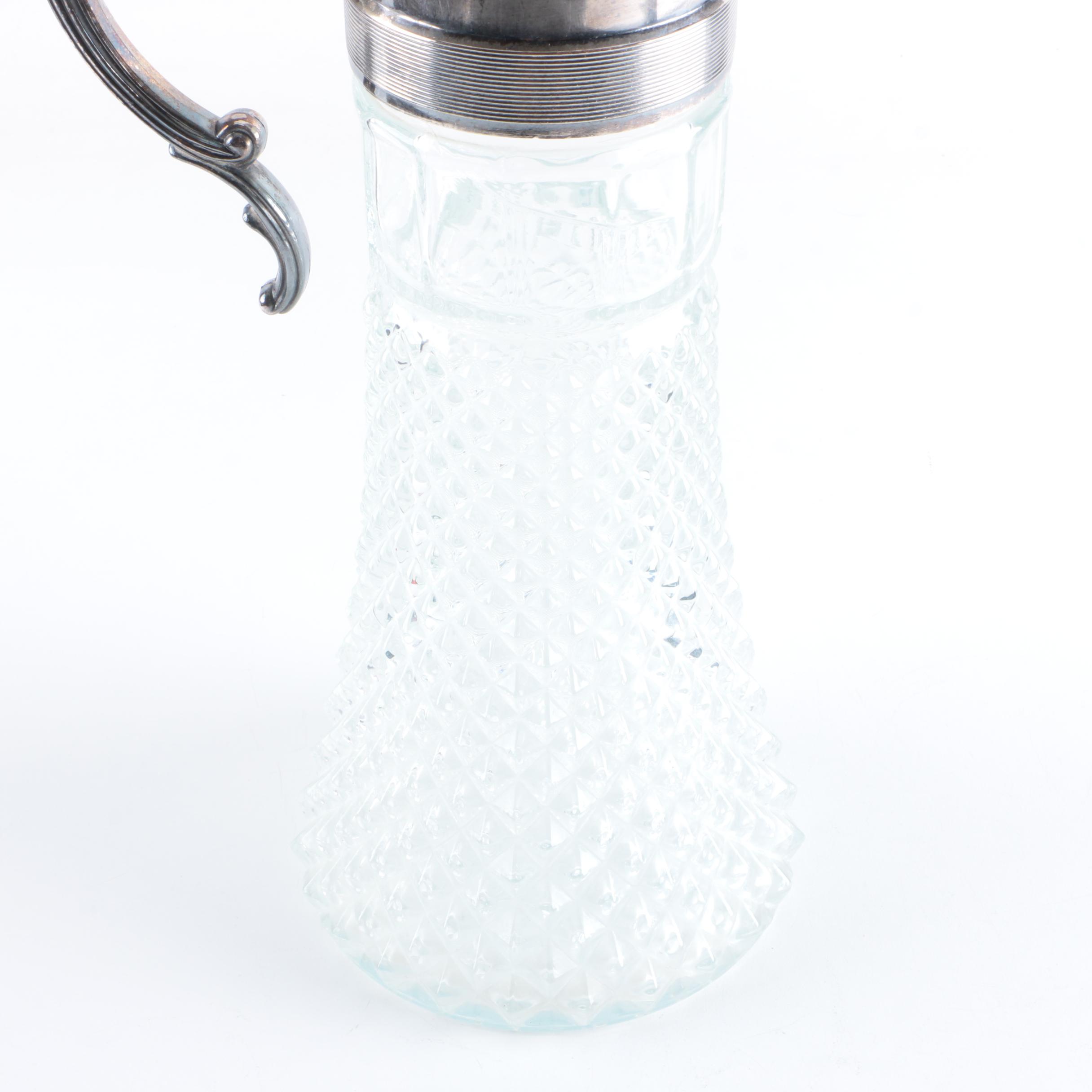 Silver Plate and Cut Glass Pitcher