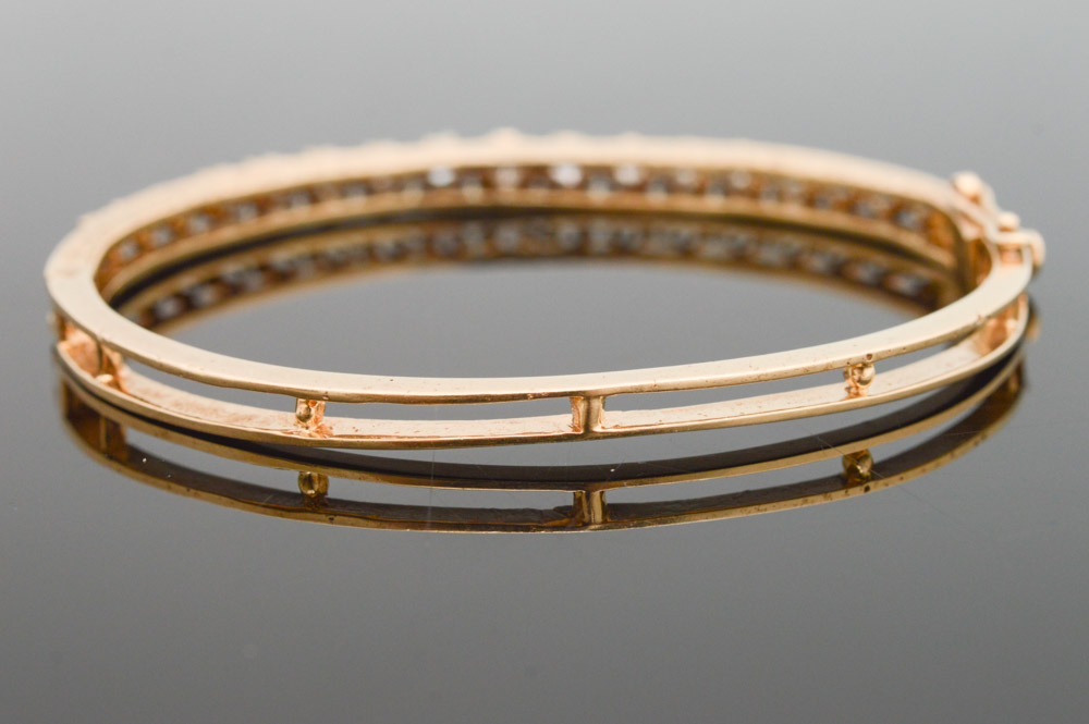 Vintage 14K Yellow Gold 1.17 CTW Diamond Bangle