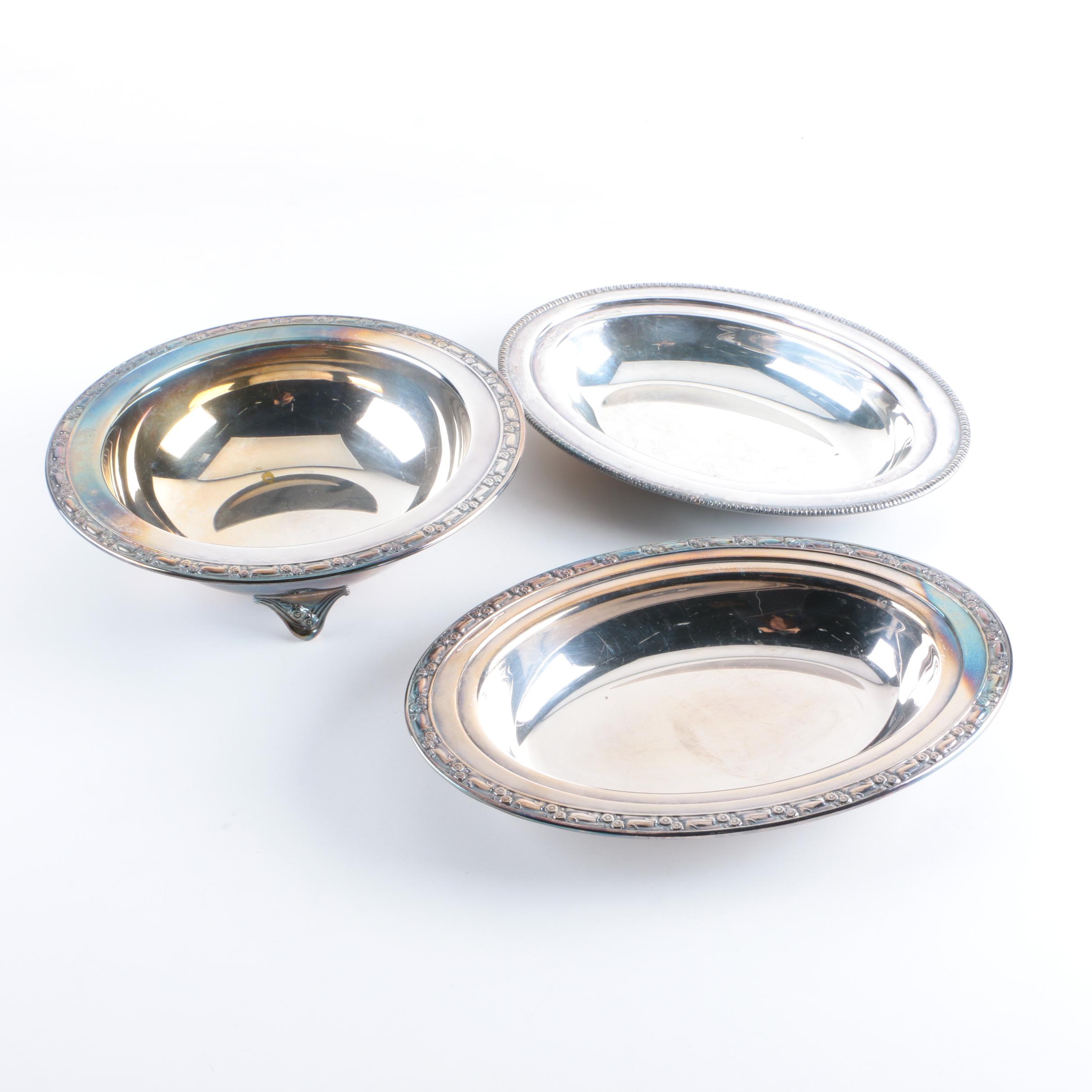 Oneida Silver Plate Footed Bowl with Other Silver Plate Serveware