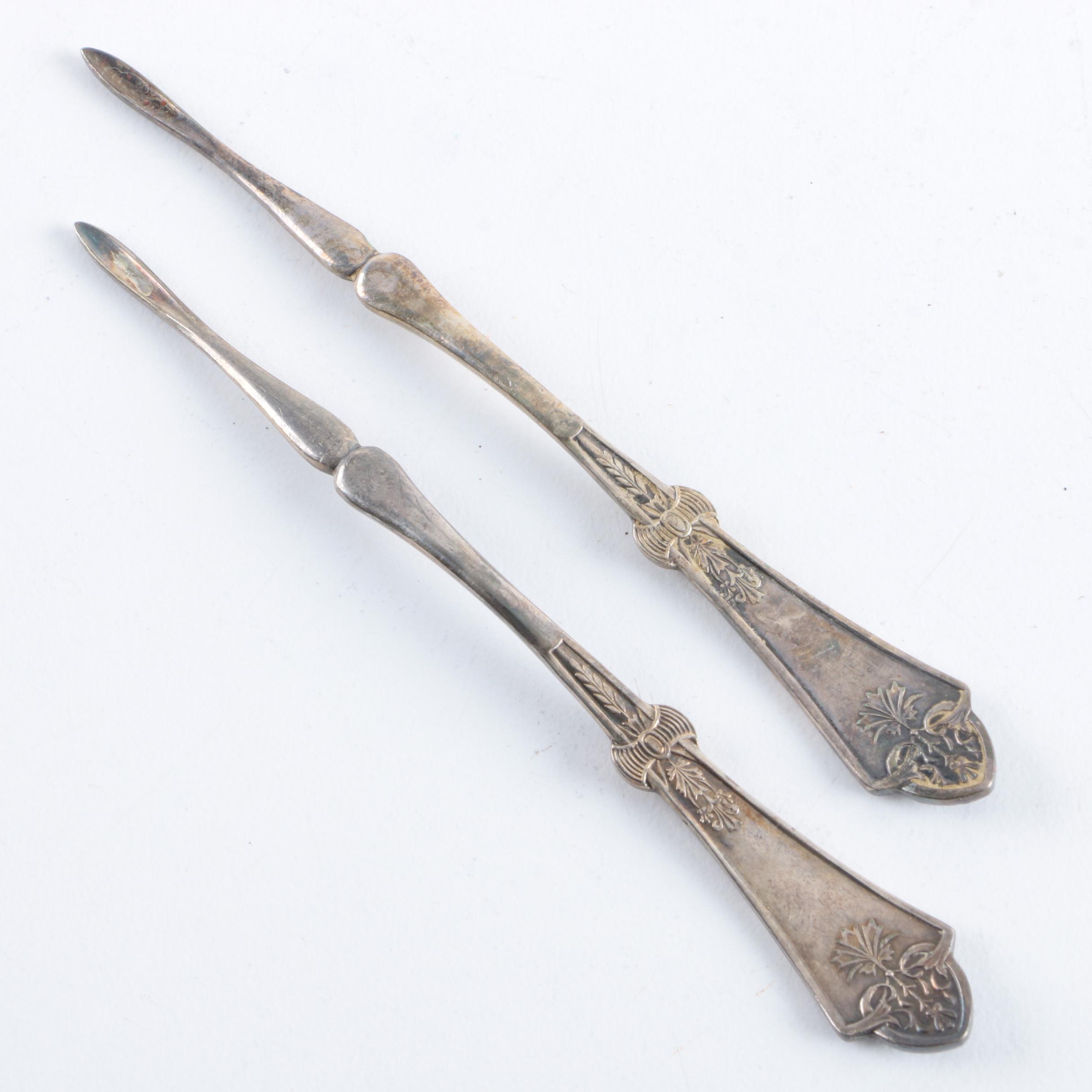 Antique Simpson, Hall & Miller Silver Plate Nut Picks