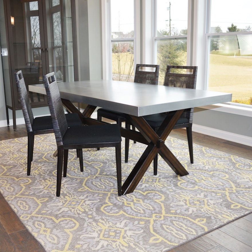 Dining Room Table and Four Woven Back Chairs