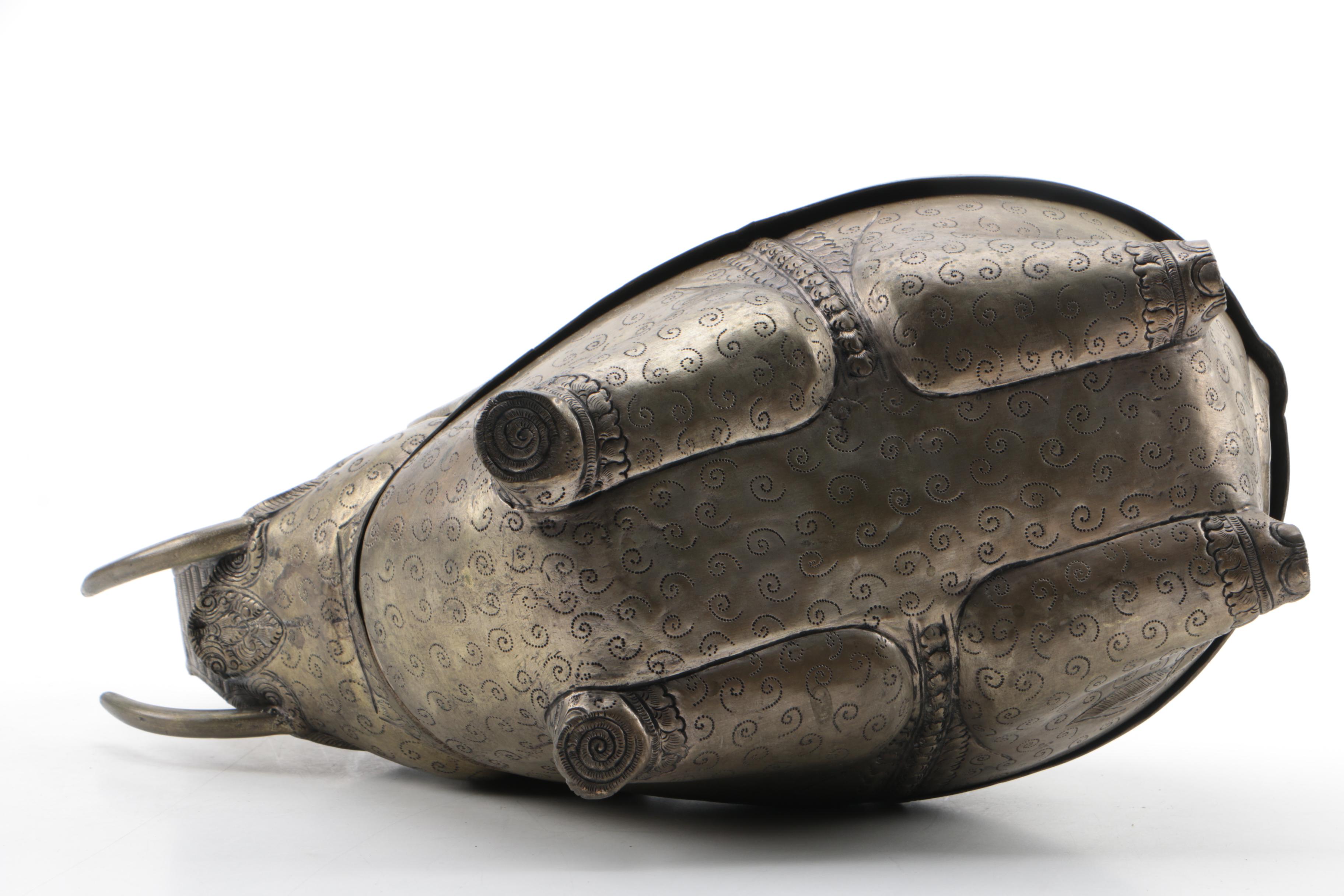 Silver Tone Metal Elephant Trinket Box