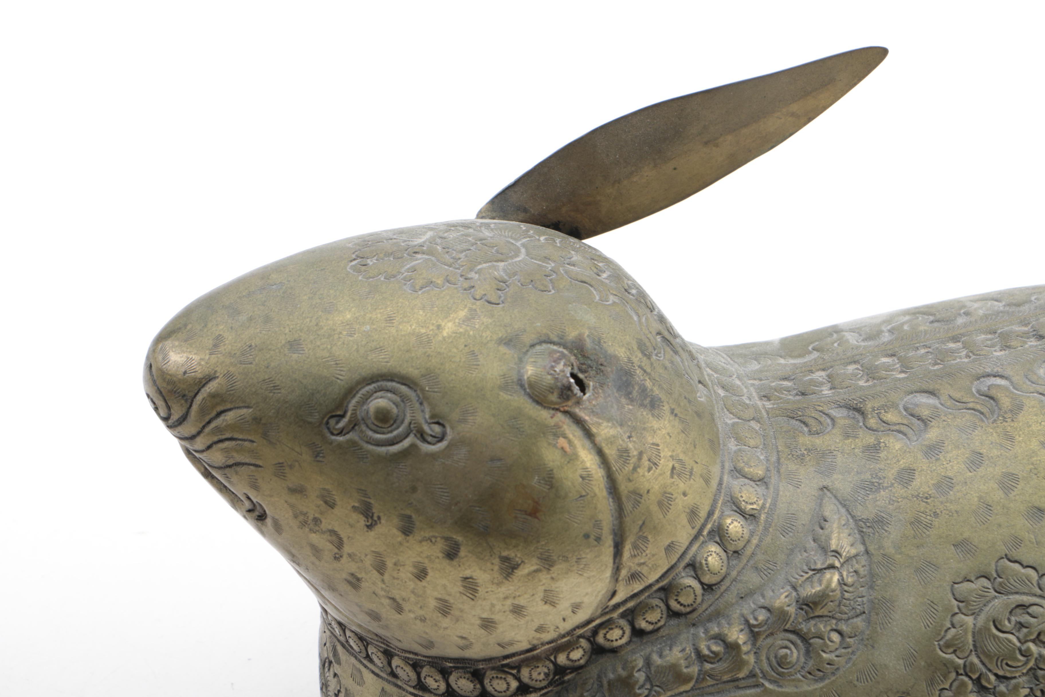 Silver Tone Metal Rabbit Trinket Box