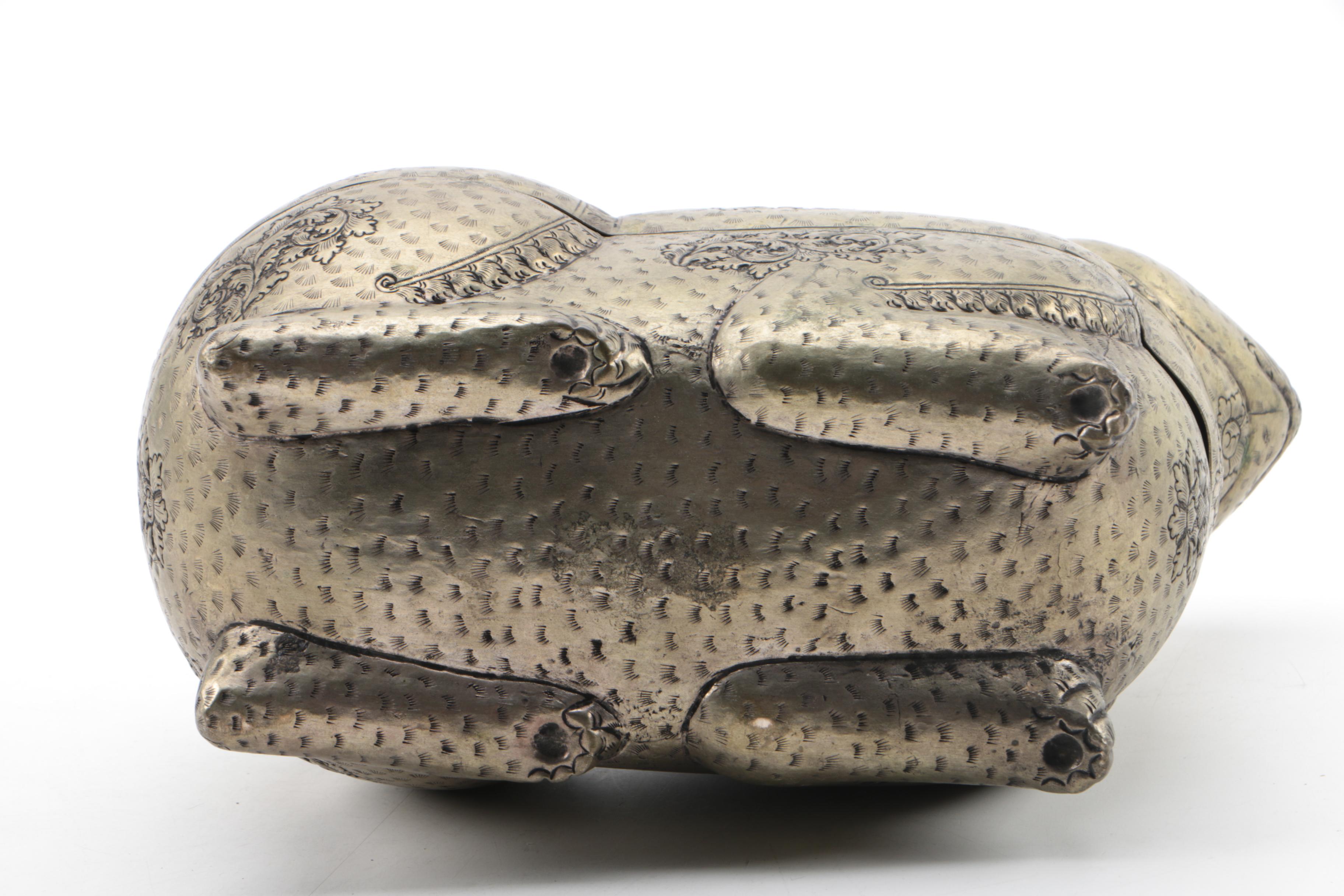 Silver Tone Metal Rabbit Trinket Box