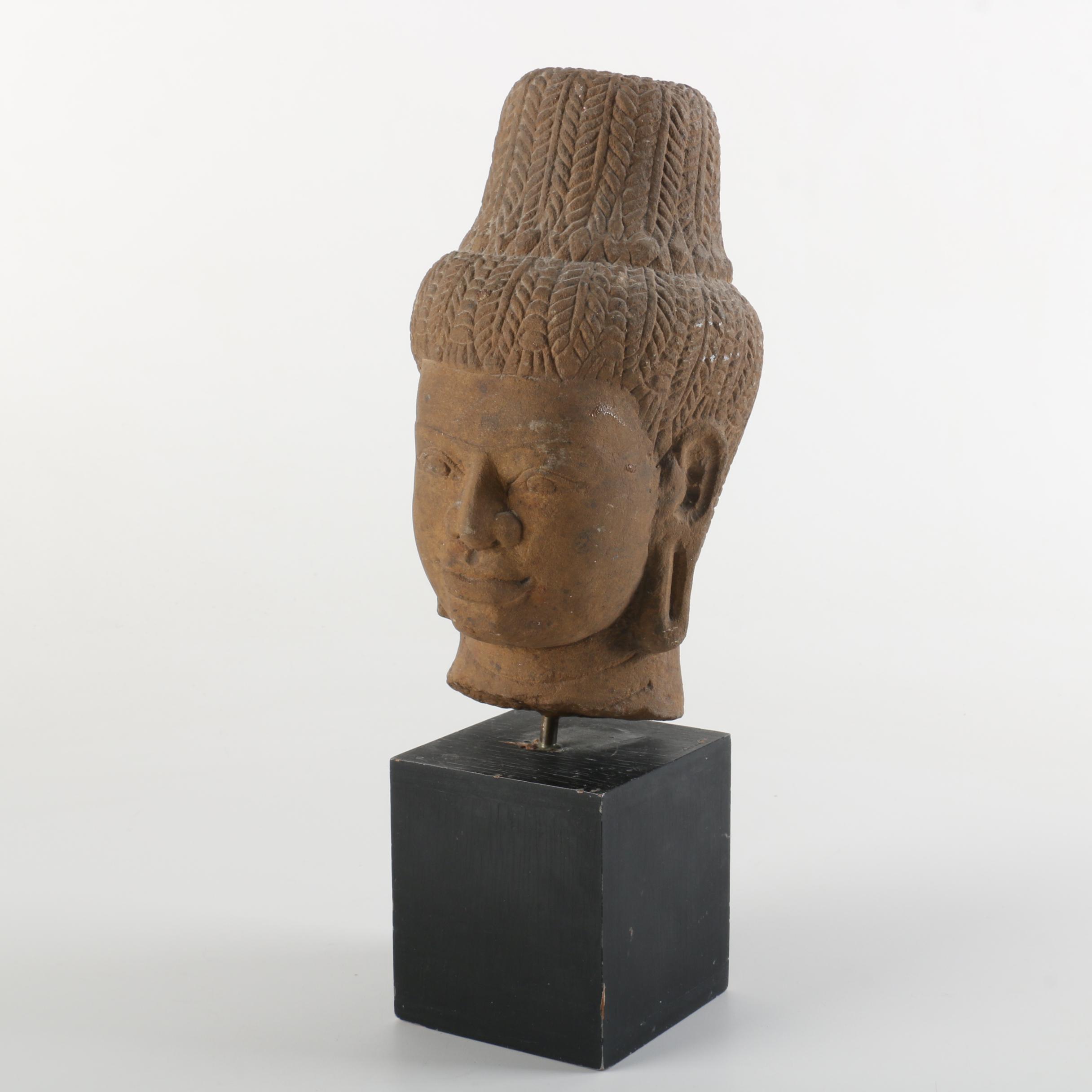 Carved Stone Buddha Head