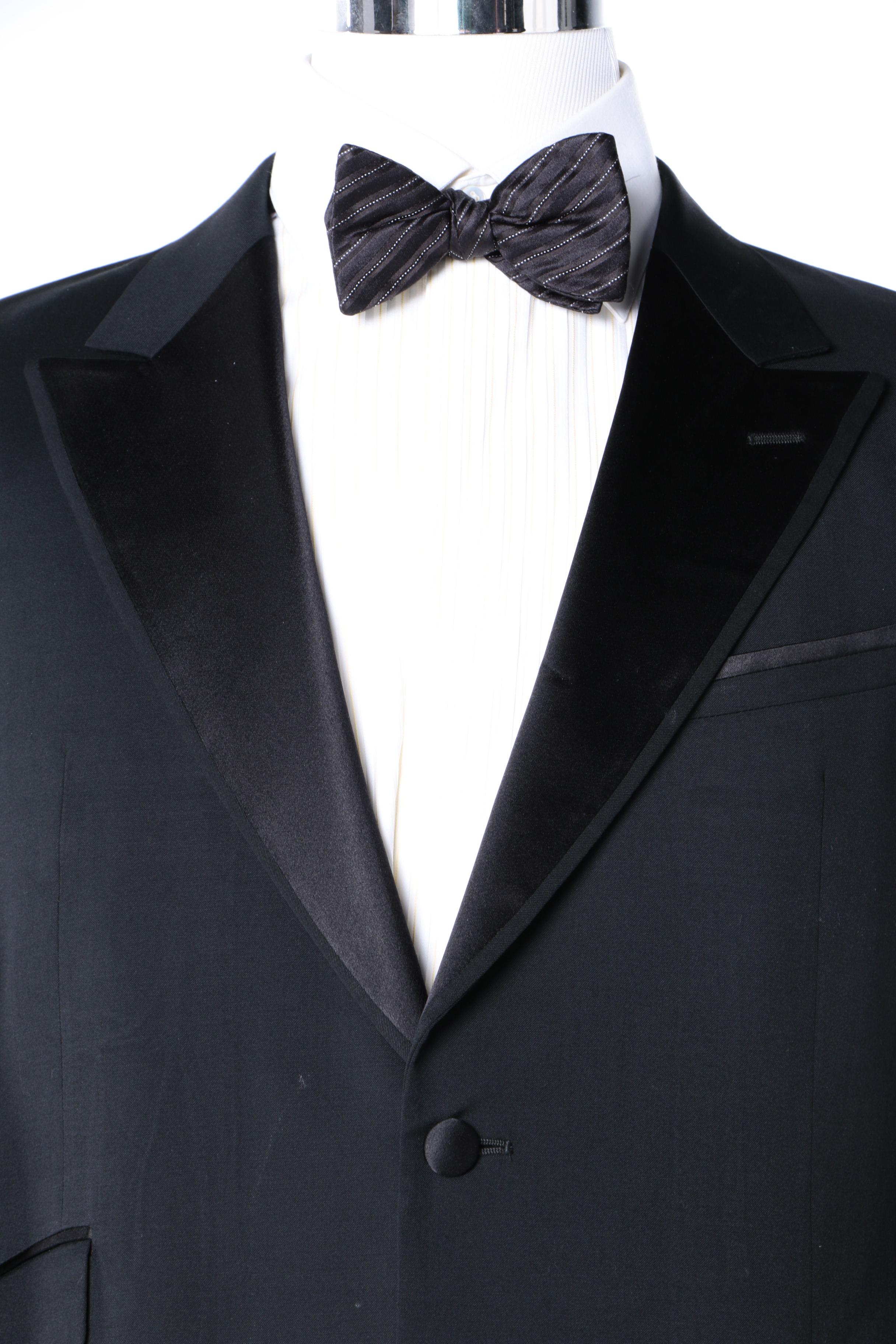 Men's Armani Collezioni Tuxedo, Tuxedo Shirt, Bow Ties and Suspenders