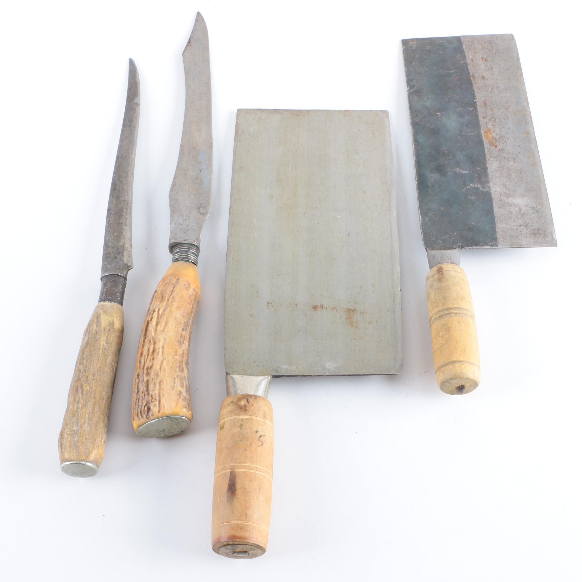 Sanders & Bowers Ltd. Knife and Other Serveware with Antler-Handled Utensils