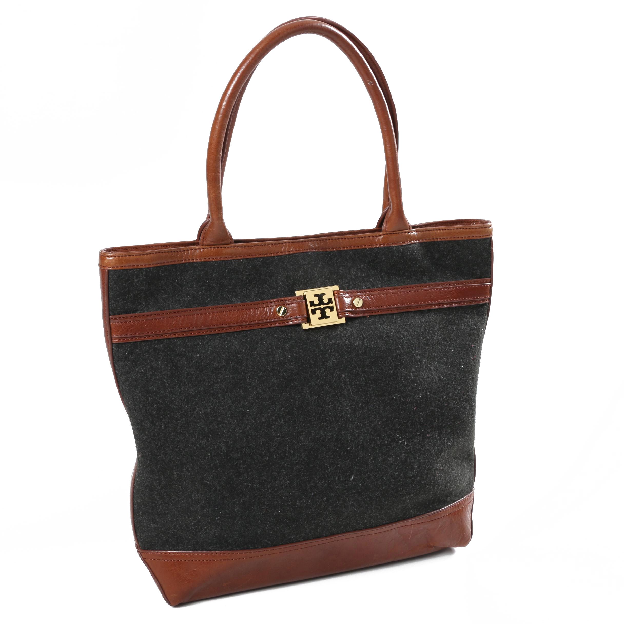 Tory Burch Wool and Leather Tote