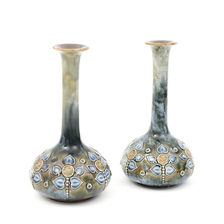 Pair of Vintage Royal Doulton Stoneware Bud Vases