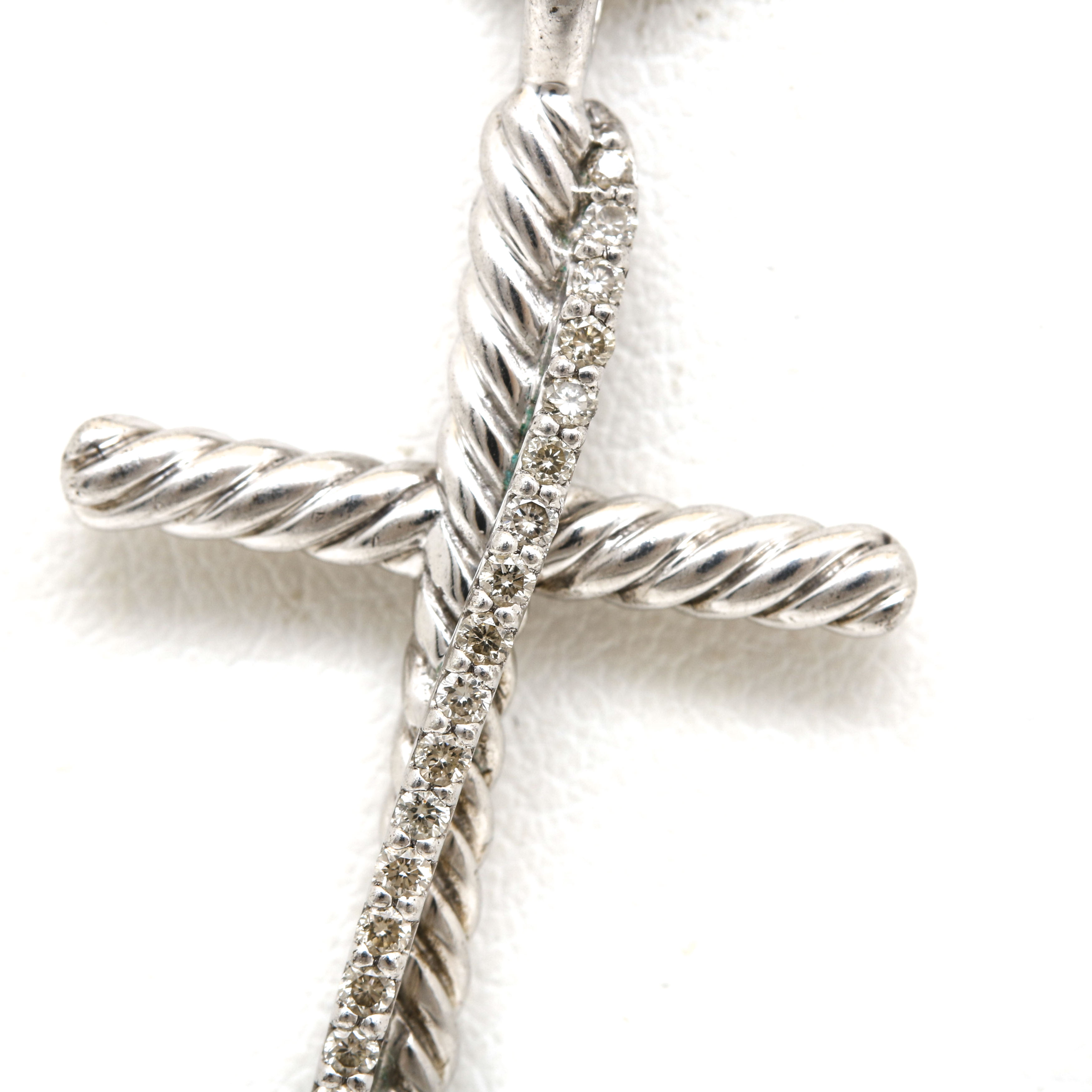David Yurman Crossover Collection Sterling Silver Diamond Cross Necklace
