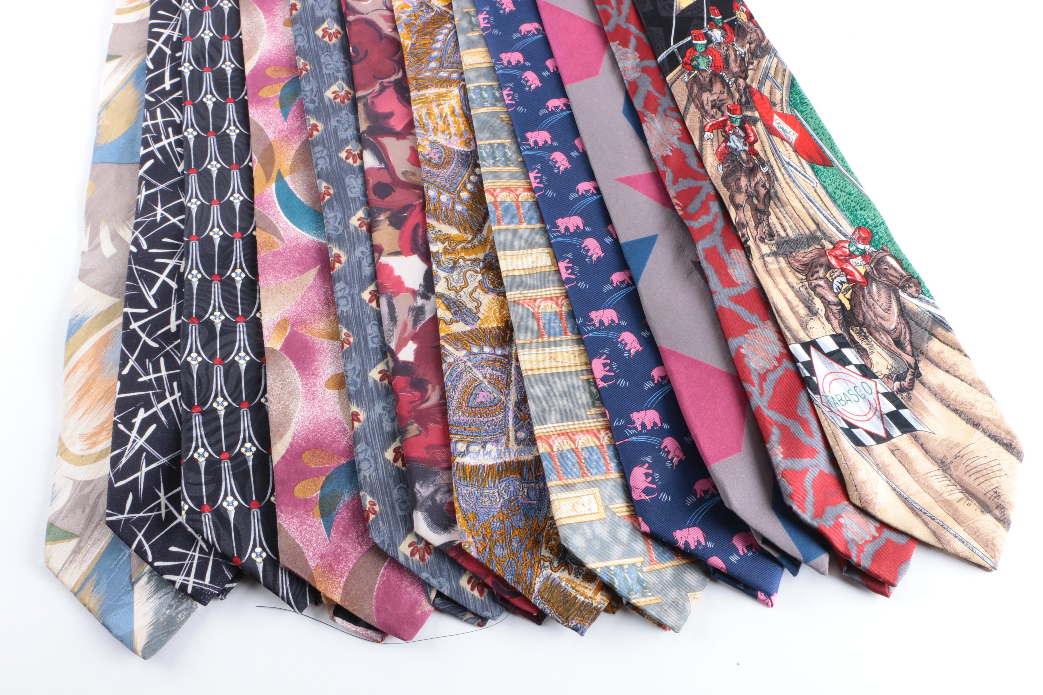 Men's Vintage Silk Neckties Including J.T. Beckett and Zylos George Machado