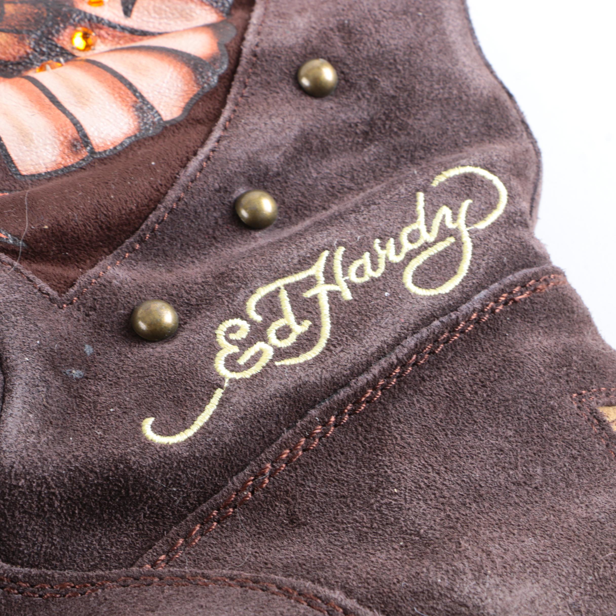 Women's Ed Hardy Suede Embellished Boots