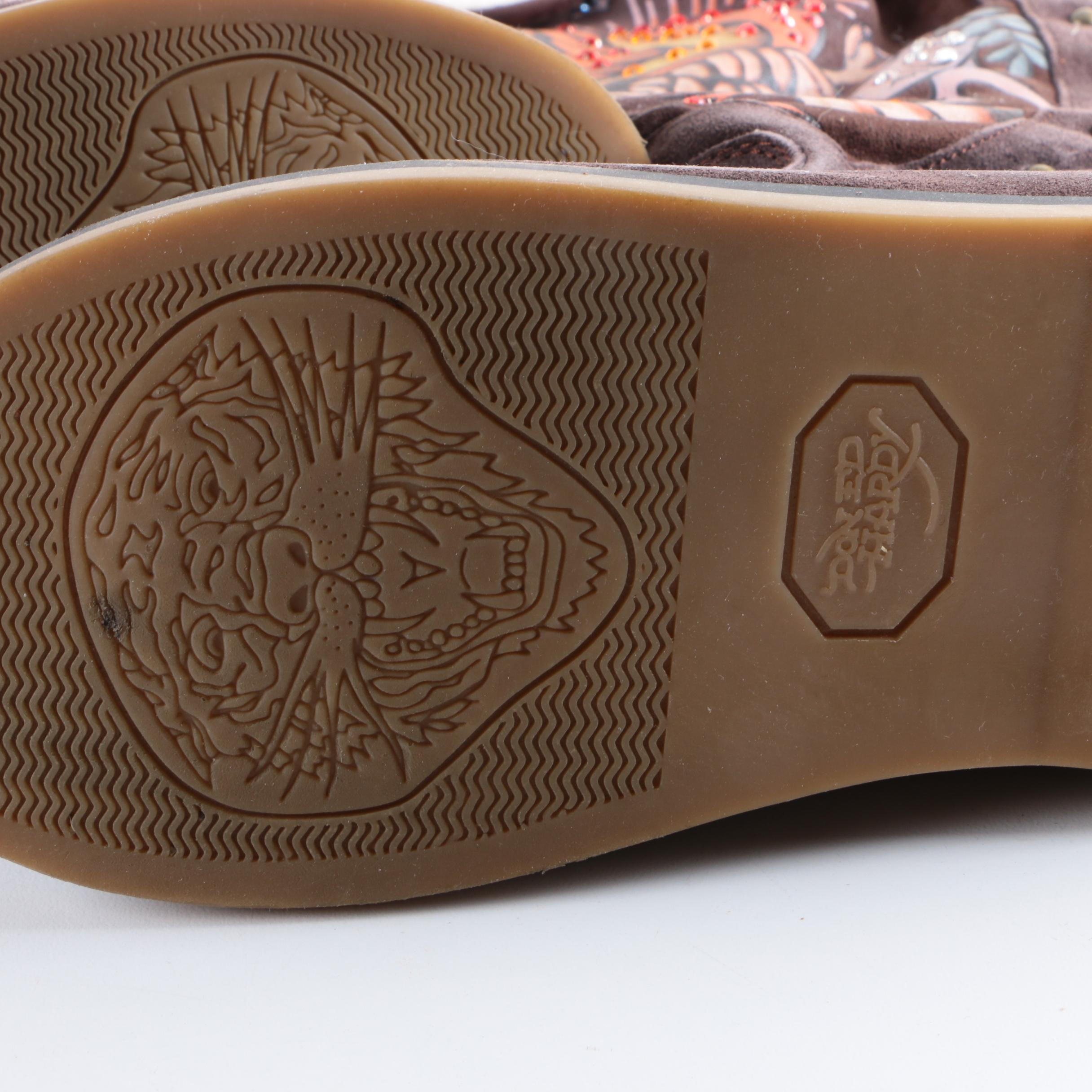 Women's Ed Hardy Suede Embellished Boots