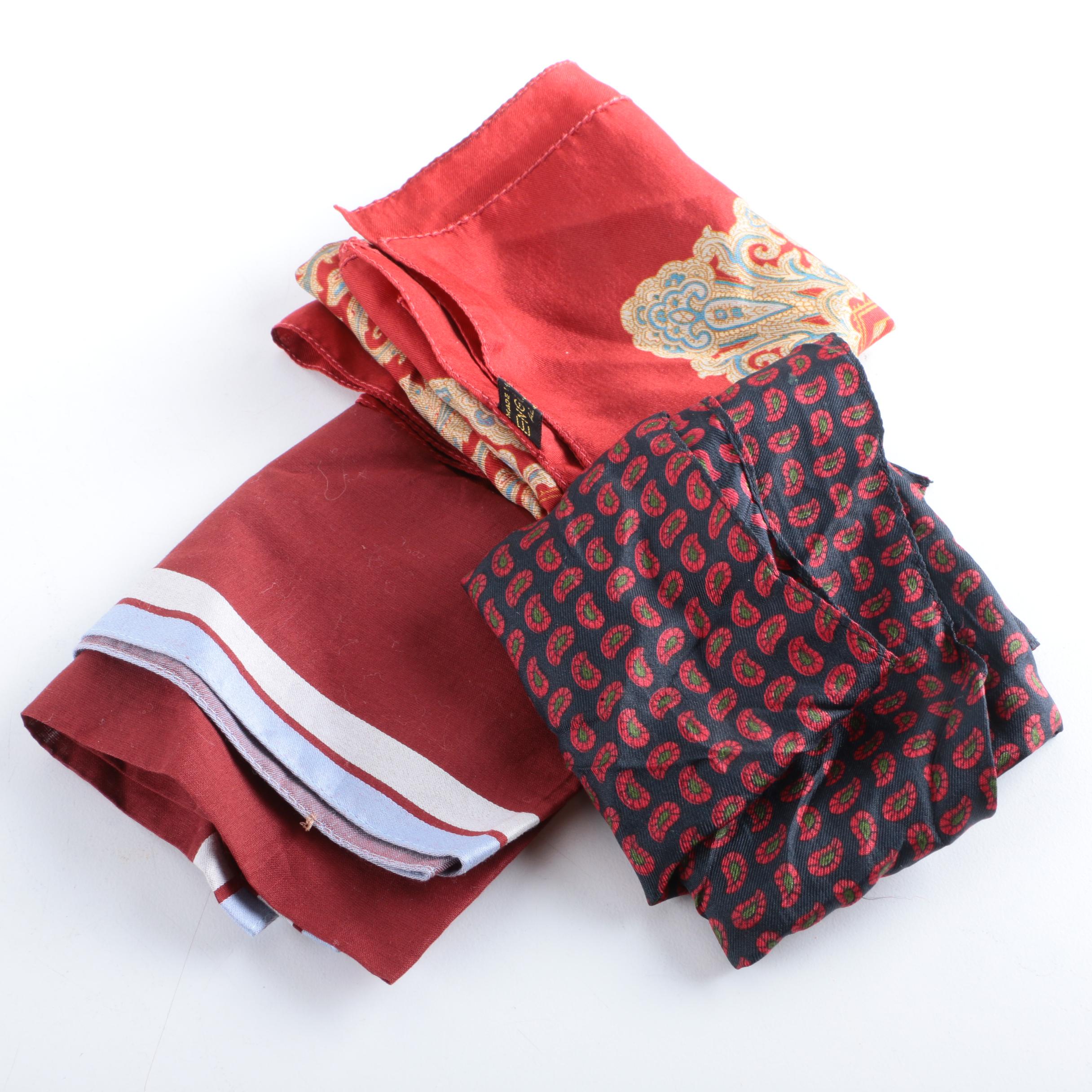 Men's Silk Pocket Squares Including Gucci, Christian Dior and Bert Pulitzer