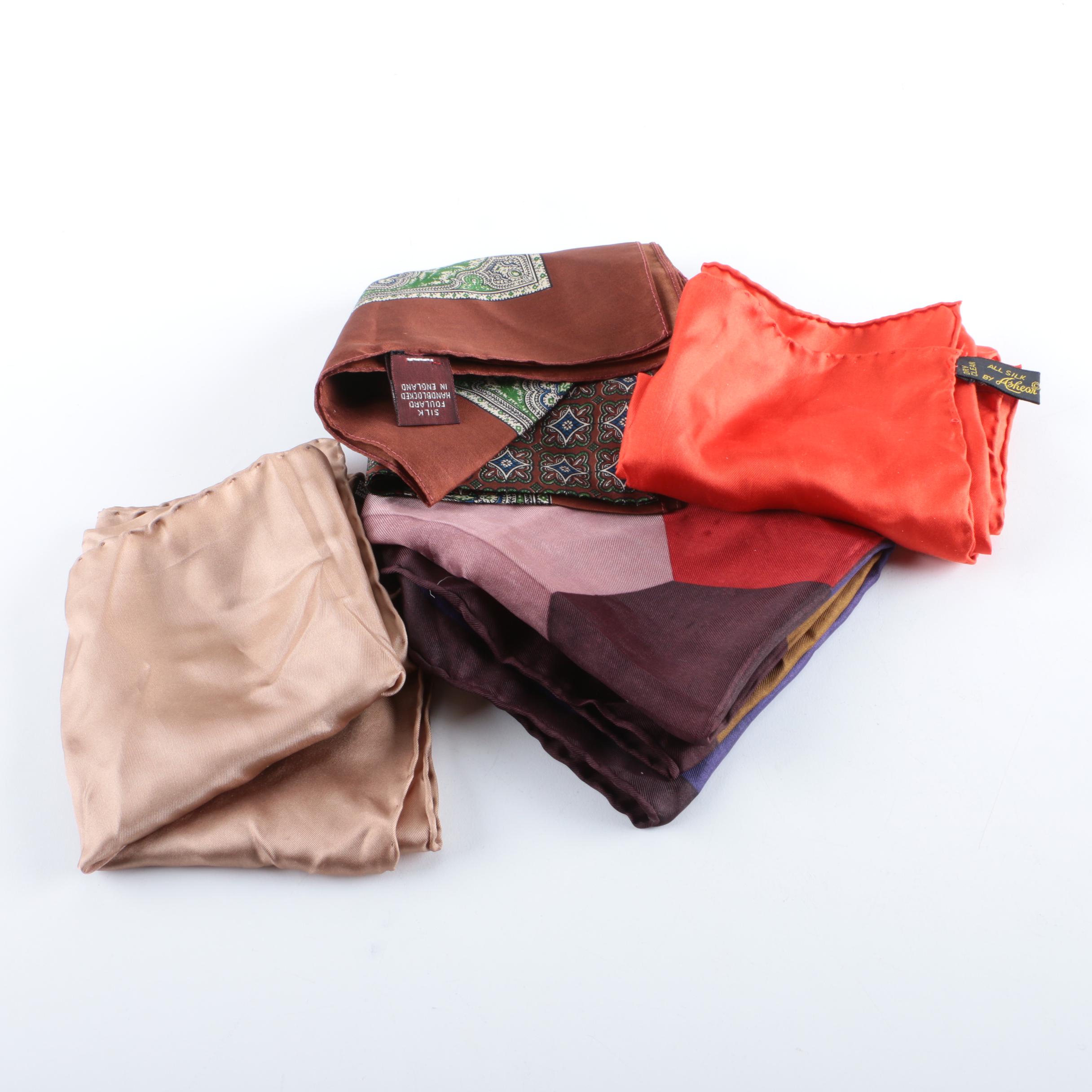 Men's Silk Pocket Squares Including Gucci, Christian Dior and Bert Pulitzer