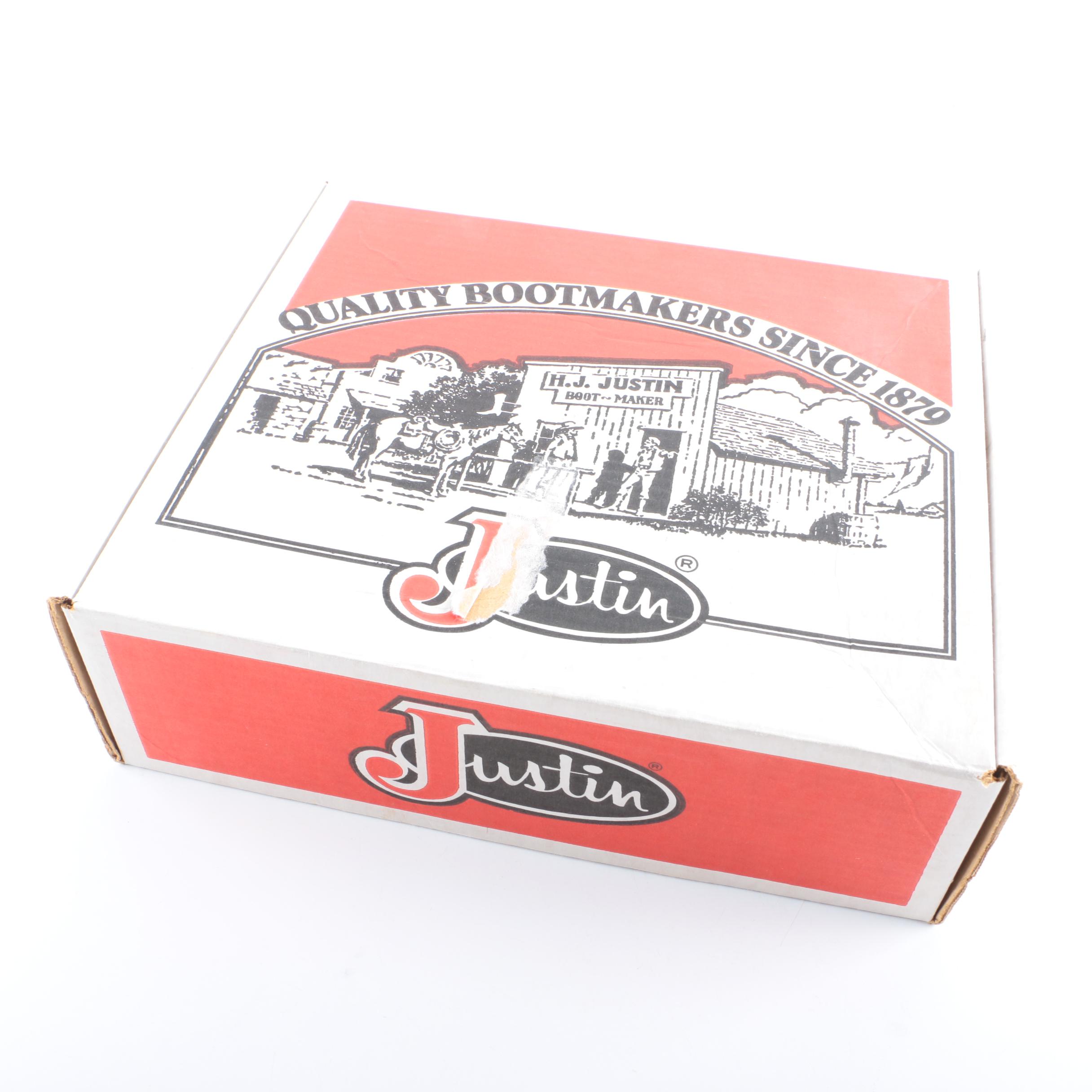 Justin Red Leather Cowboy Boots