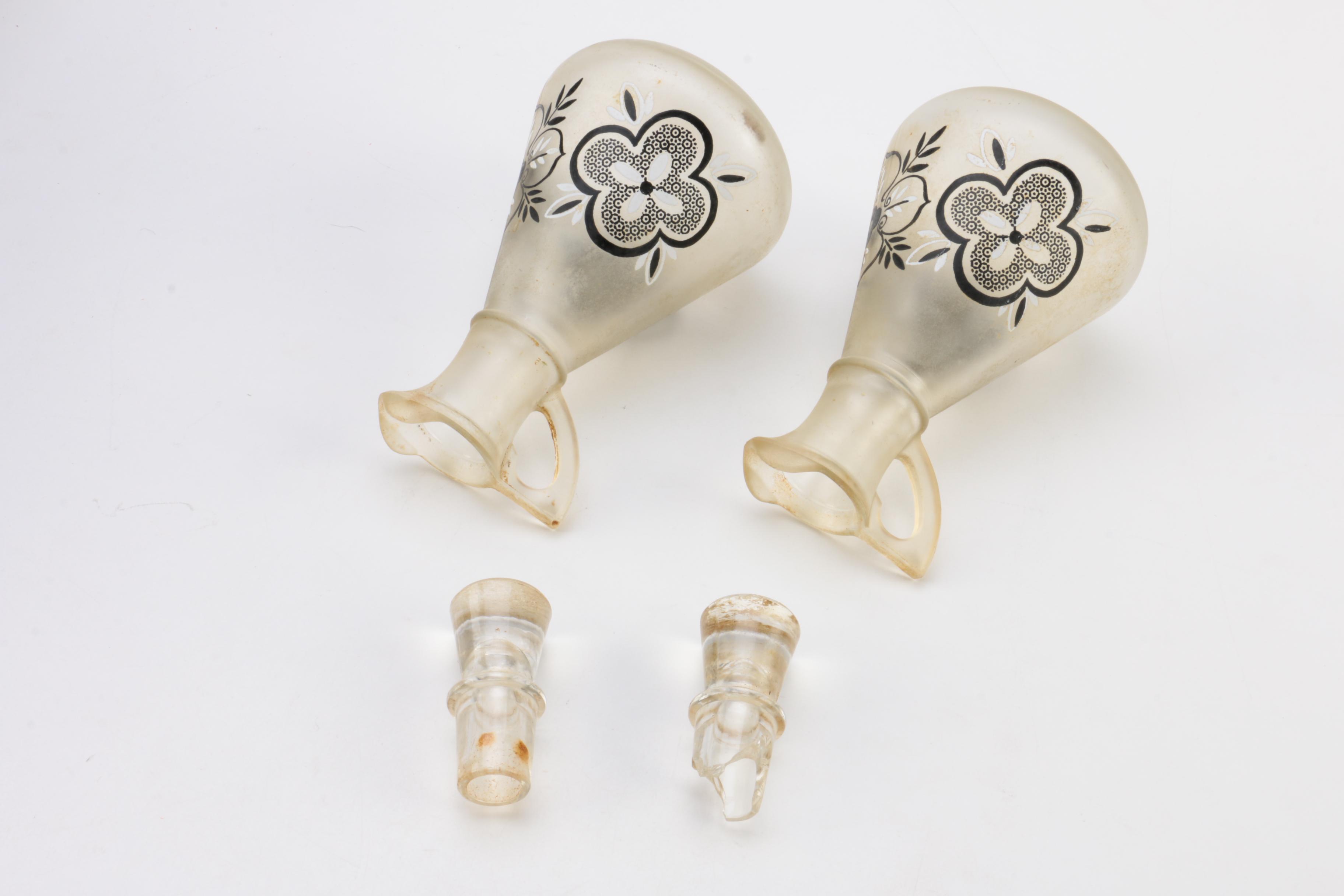 Vintage Frosted Glass Cruets